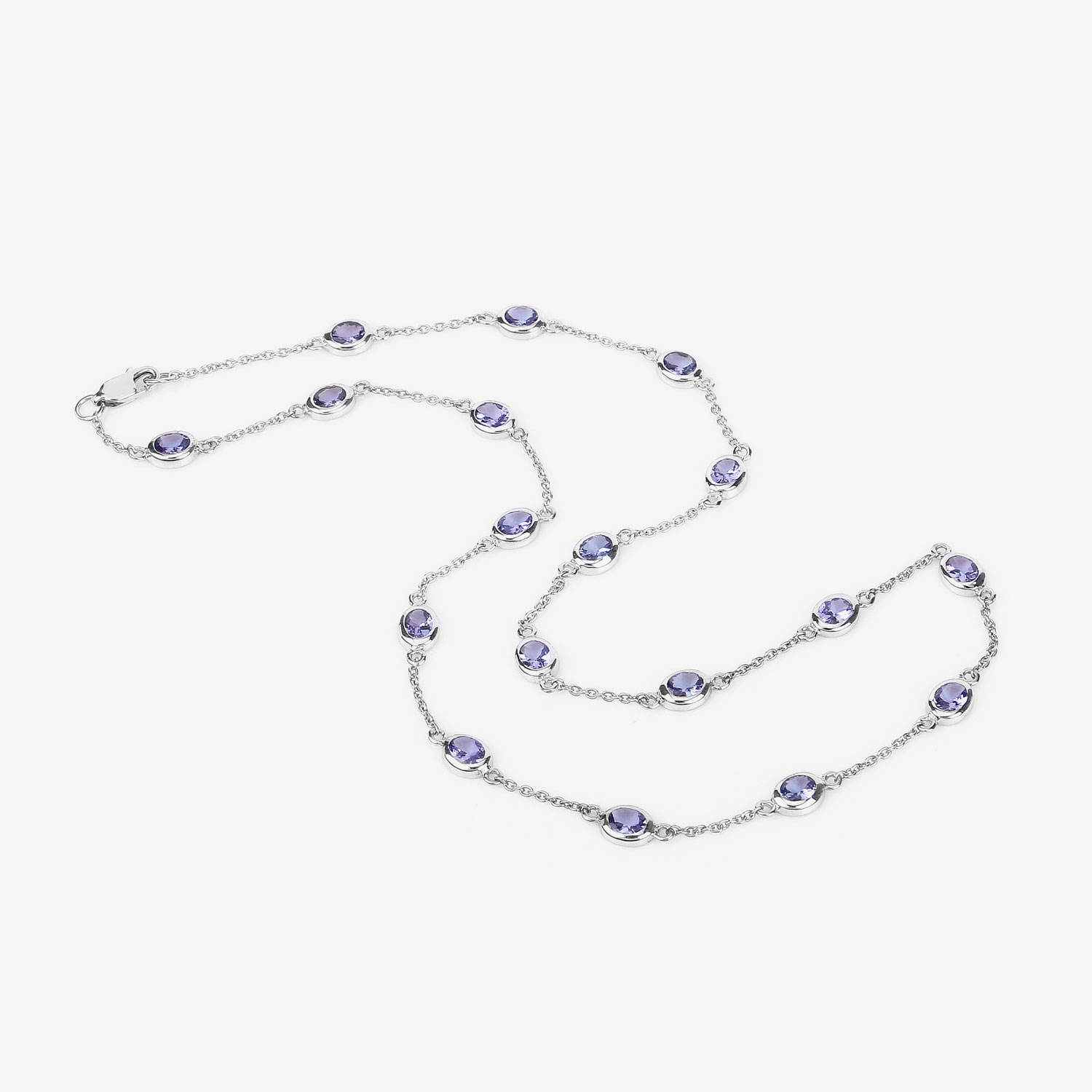 5.94 Carat Genuine Tanzanite .925 Sterling Silver Necklace