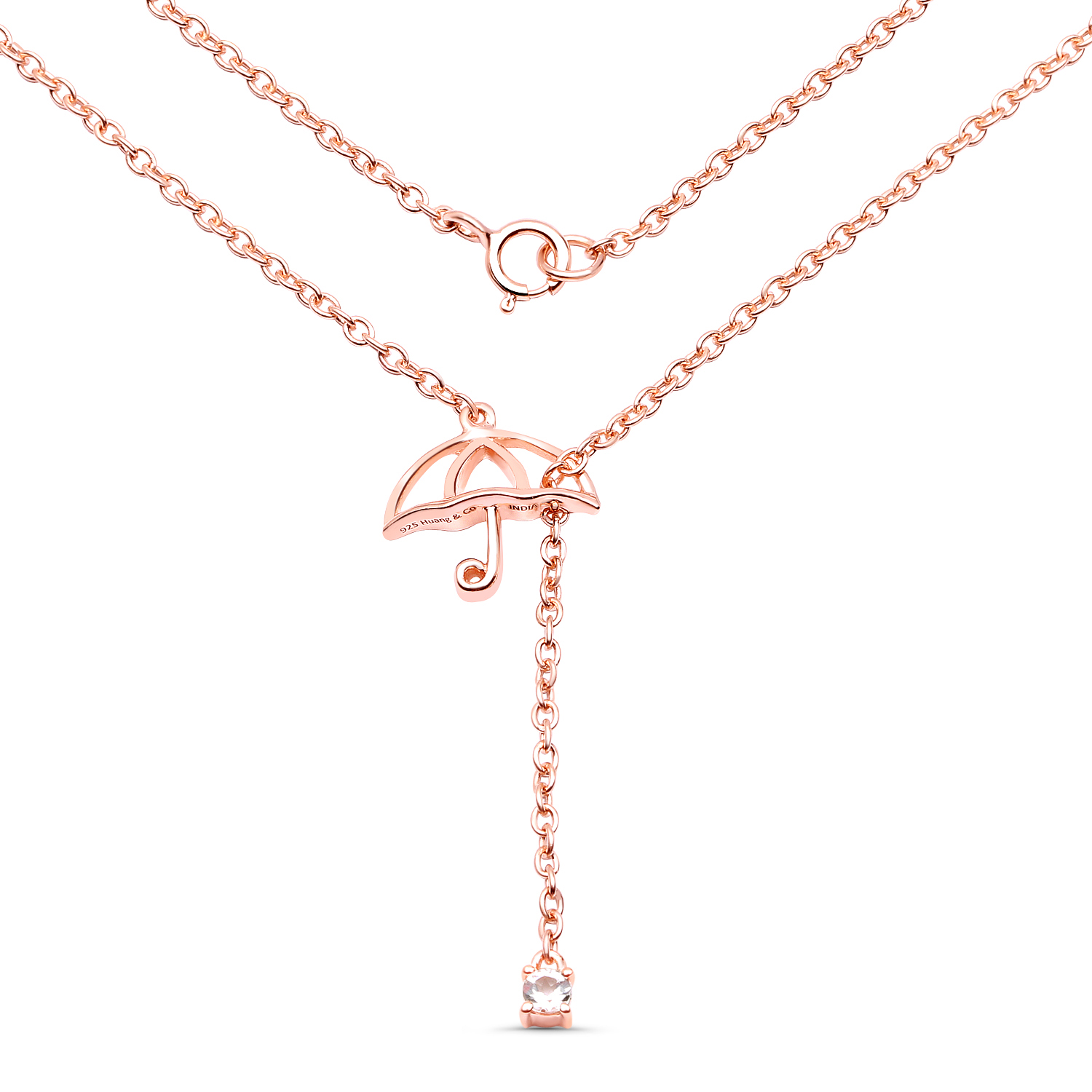 18K Rose Gold Plated 0.06 Carat Genuine Morganite .925 Sterling Silver Necklace