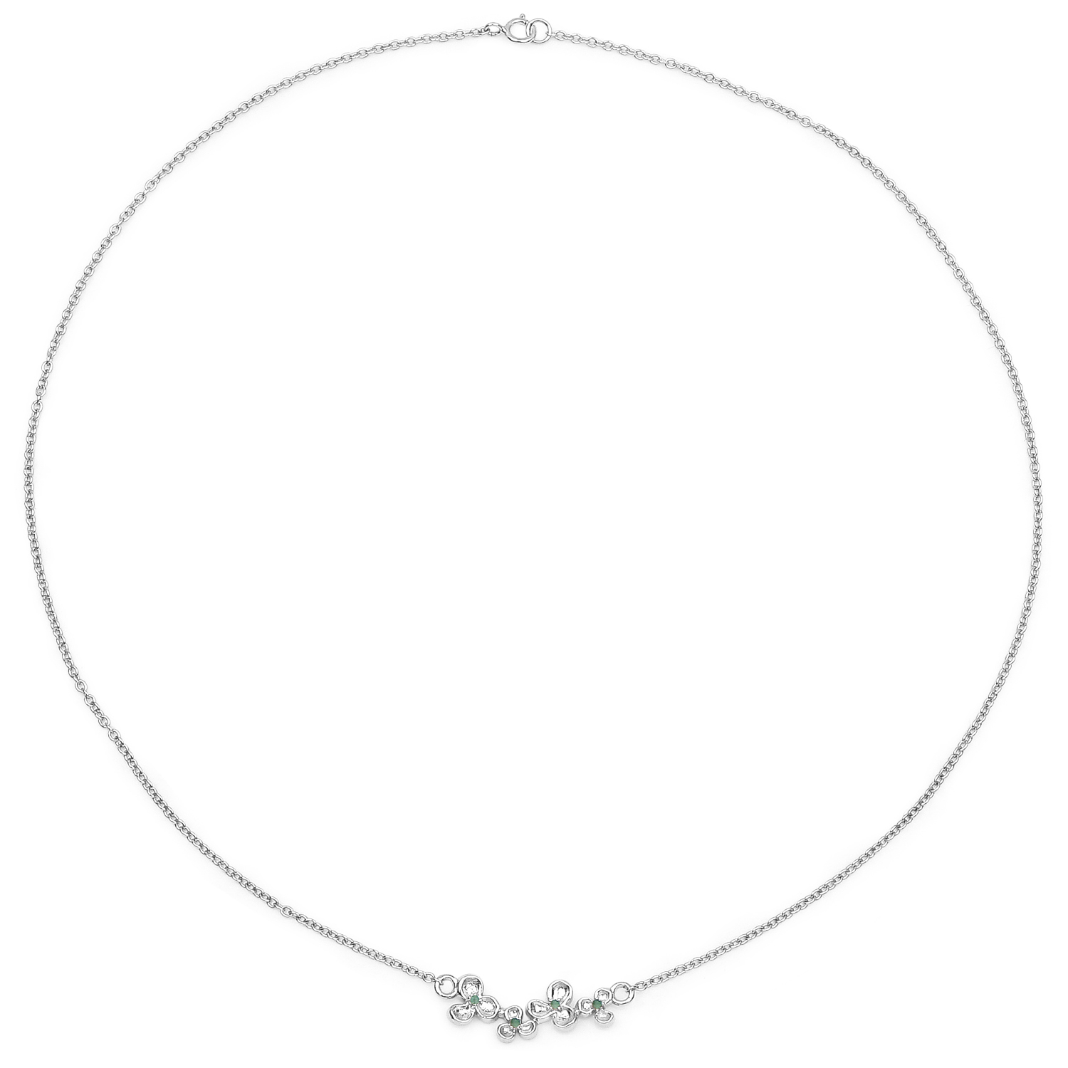 0.05 Carat Genuine Emerald .925 Sterling Silver Necklace