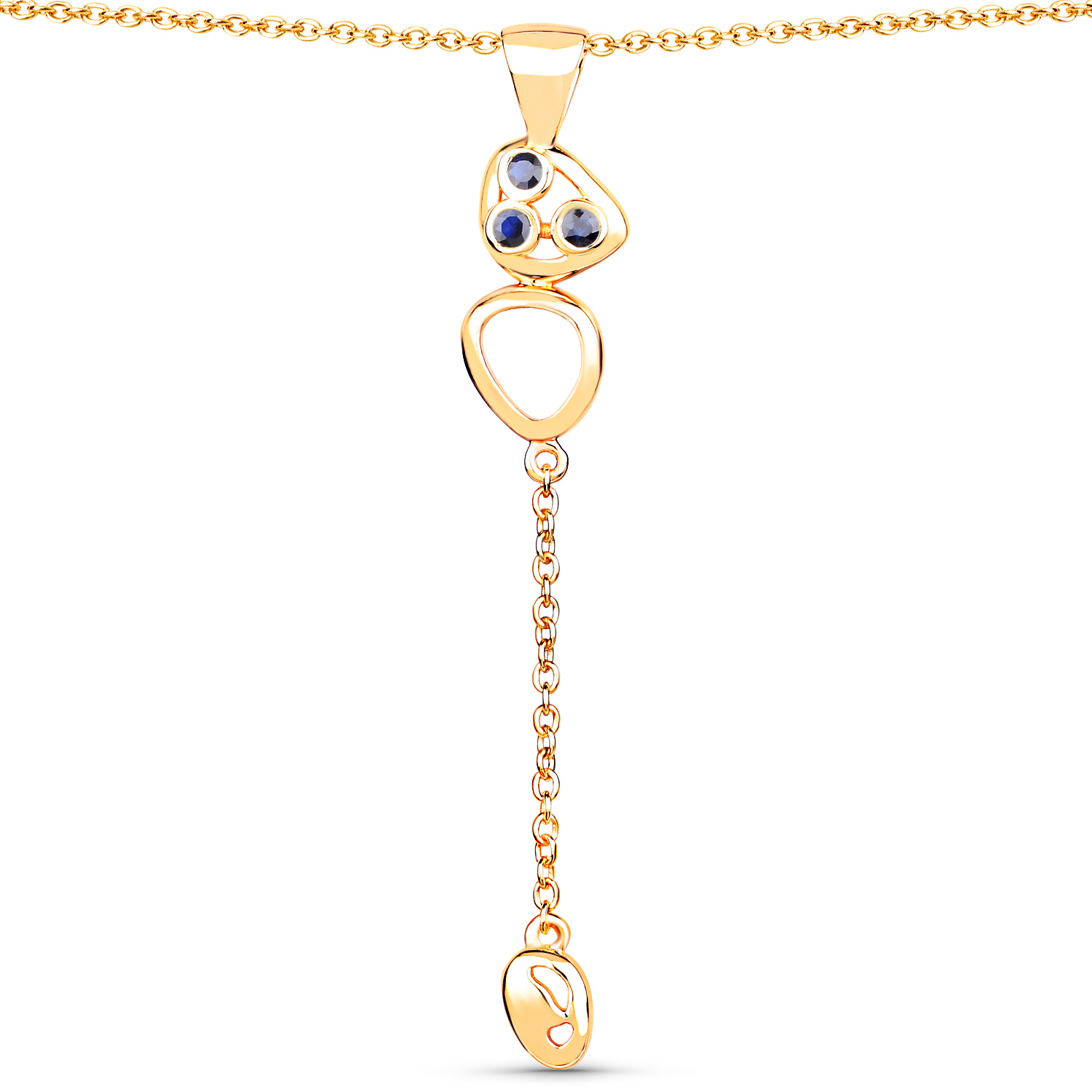 18K Yellow Gold Plated 0.12 Carat Genuine Blue Sapphire .925 Sterling Silver Necklace
