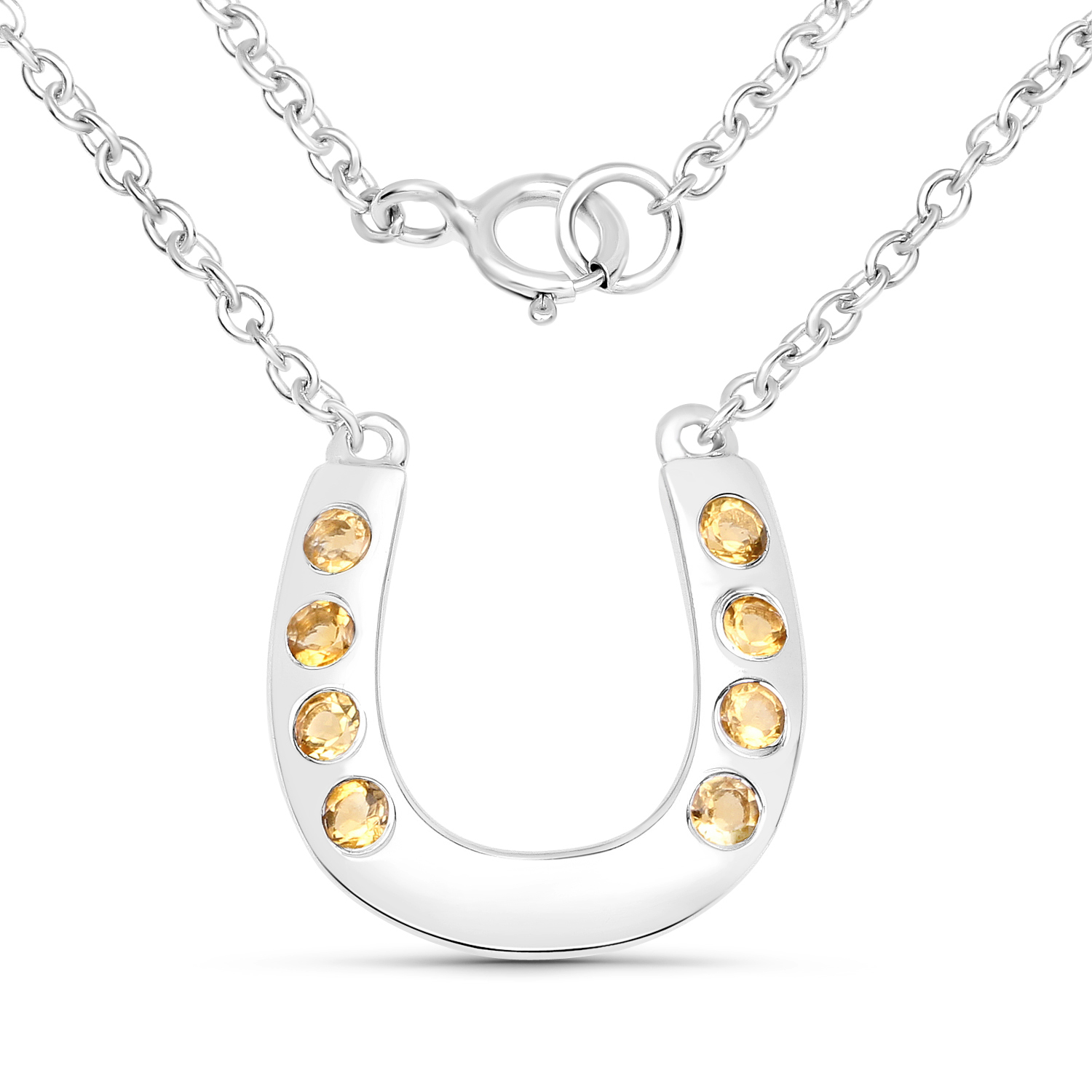 0.25 Carat Genuine Citrine .925 Sterling Silver Necklace