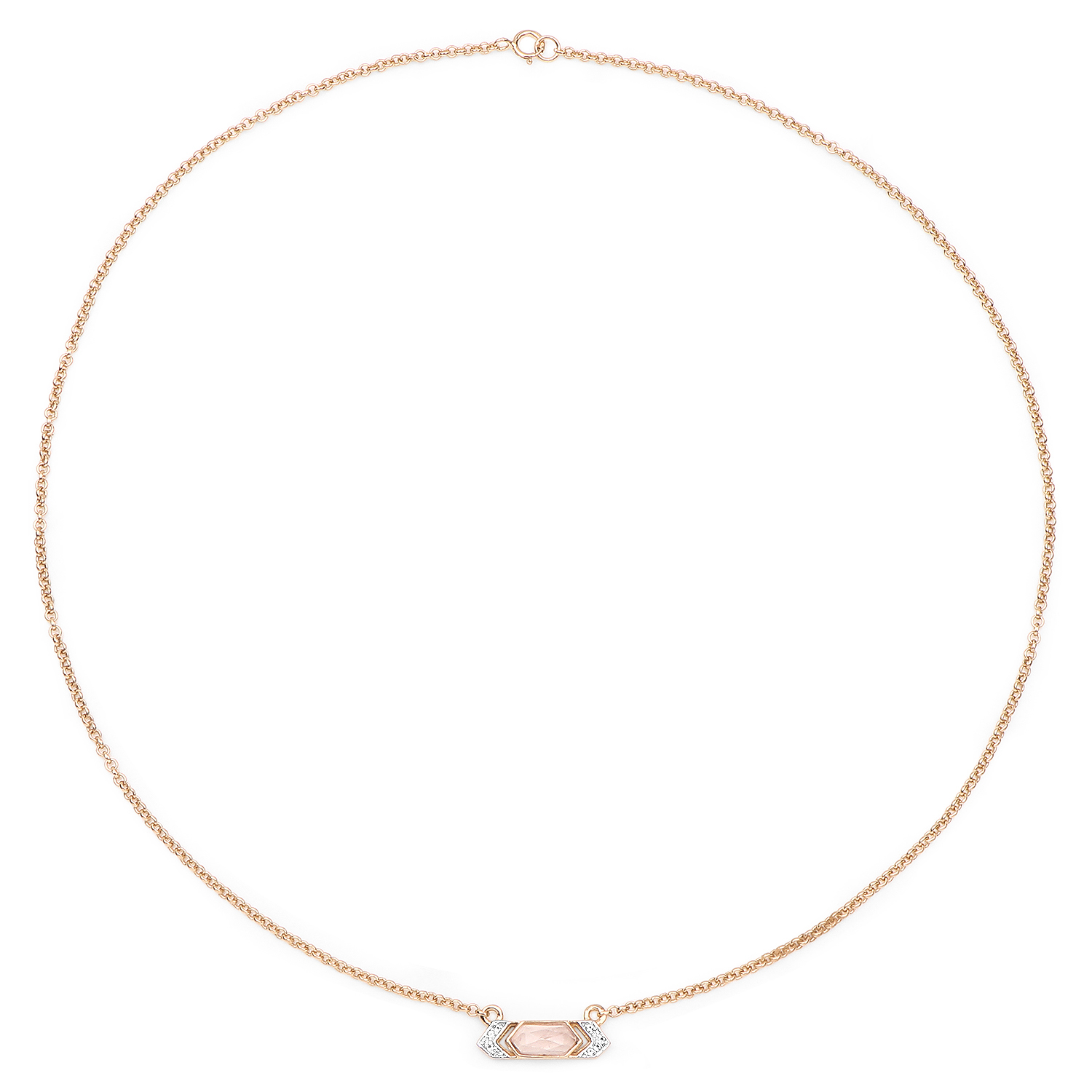 14K Yellow Gold Plated 0.85 Carat Genuine Rose Quartz and White Topaz .925 Sterling Silver Necklace