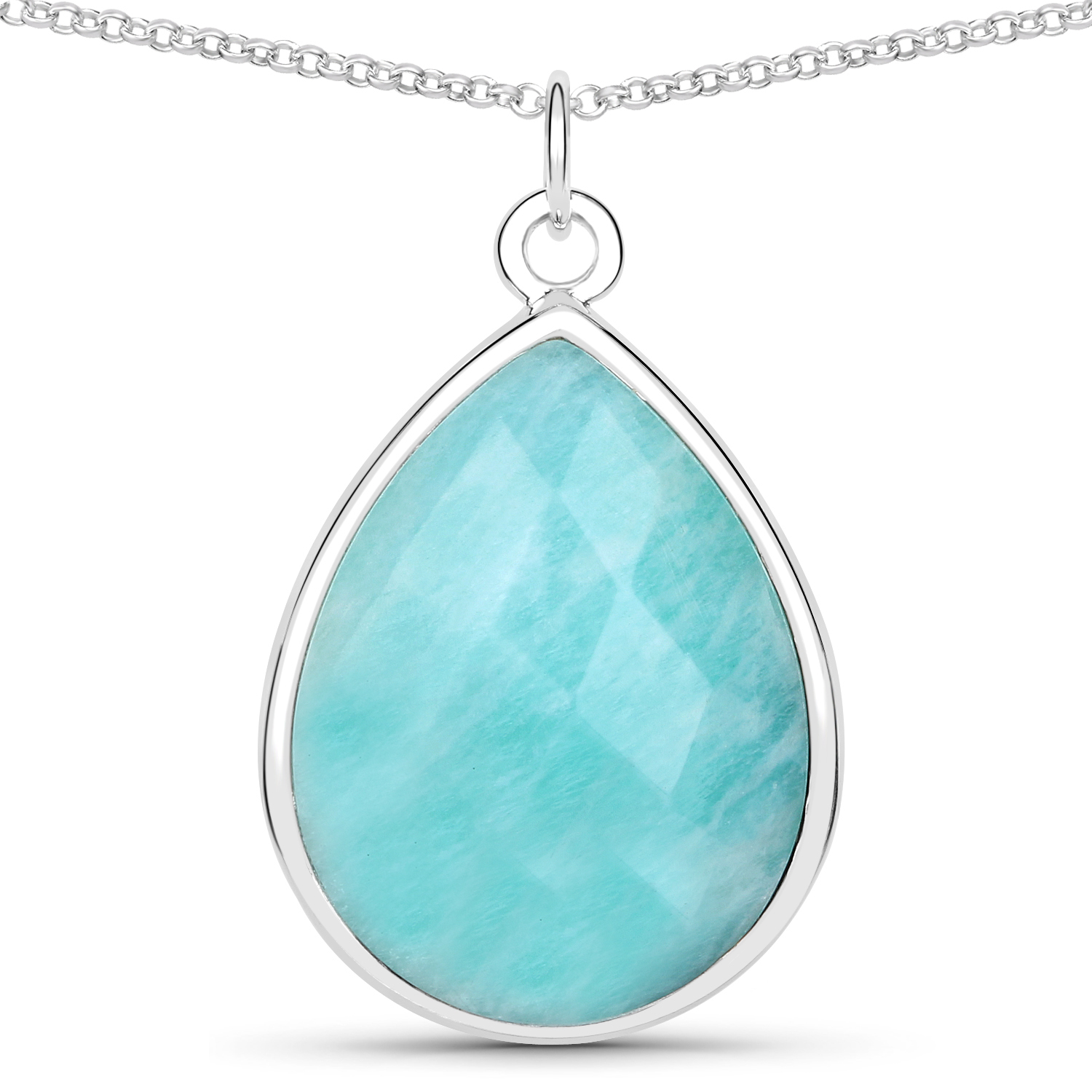 11.20 Carat Genuine Amazonite .925 Sterling Silver Necklace
