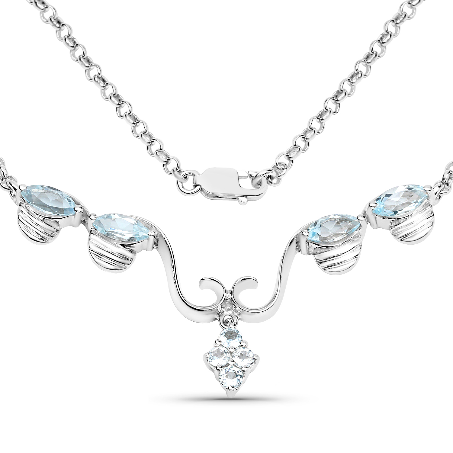 2.96 Carat Genuine Blue Topaz .925 Sterling Silver Necklace