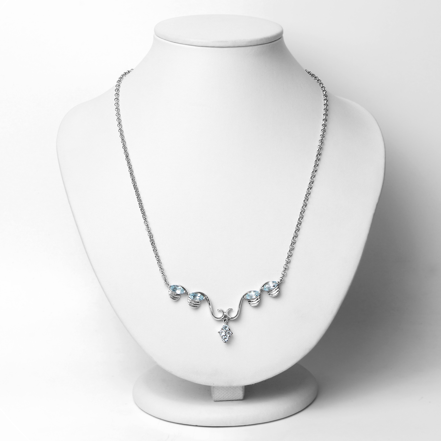 2.96 Carat Genuine Blue Topaz .925 Sterling Silver Necklace