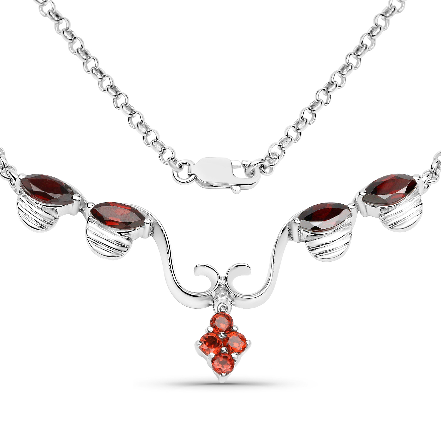 3.08 Carat Genuine Garnet .925 Sterling Silver Necklace
