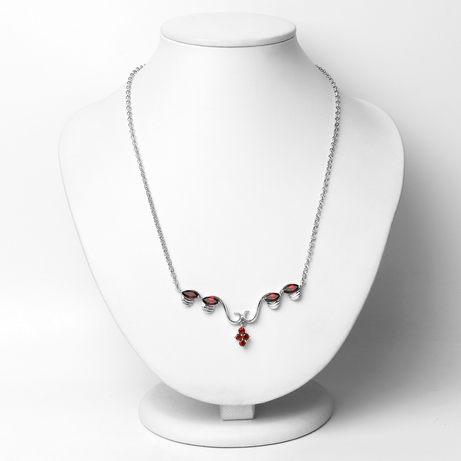 3.08 Carat Genuine Garnet .925 Sterling Silver Necklace