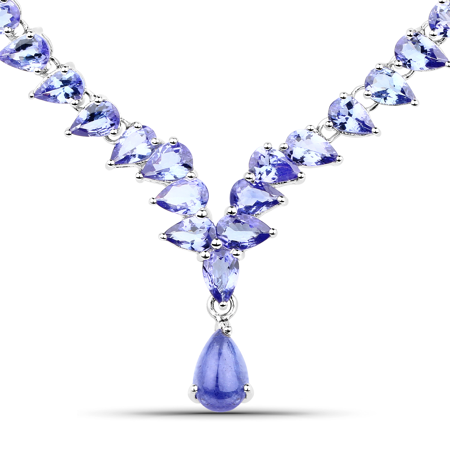 37.92 Carat Carat Genuine Tanzanite .925 Sterling Silver Necklace