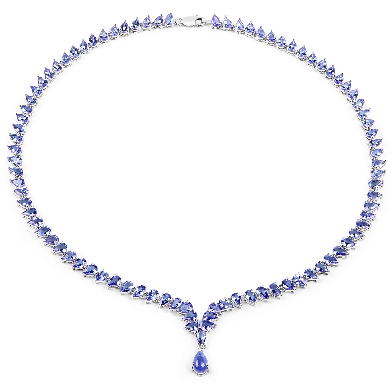 37.92 Carat Carat Genuine Tanzanite .925 Sterling Silver Necklace