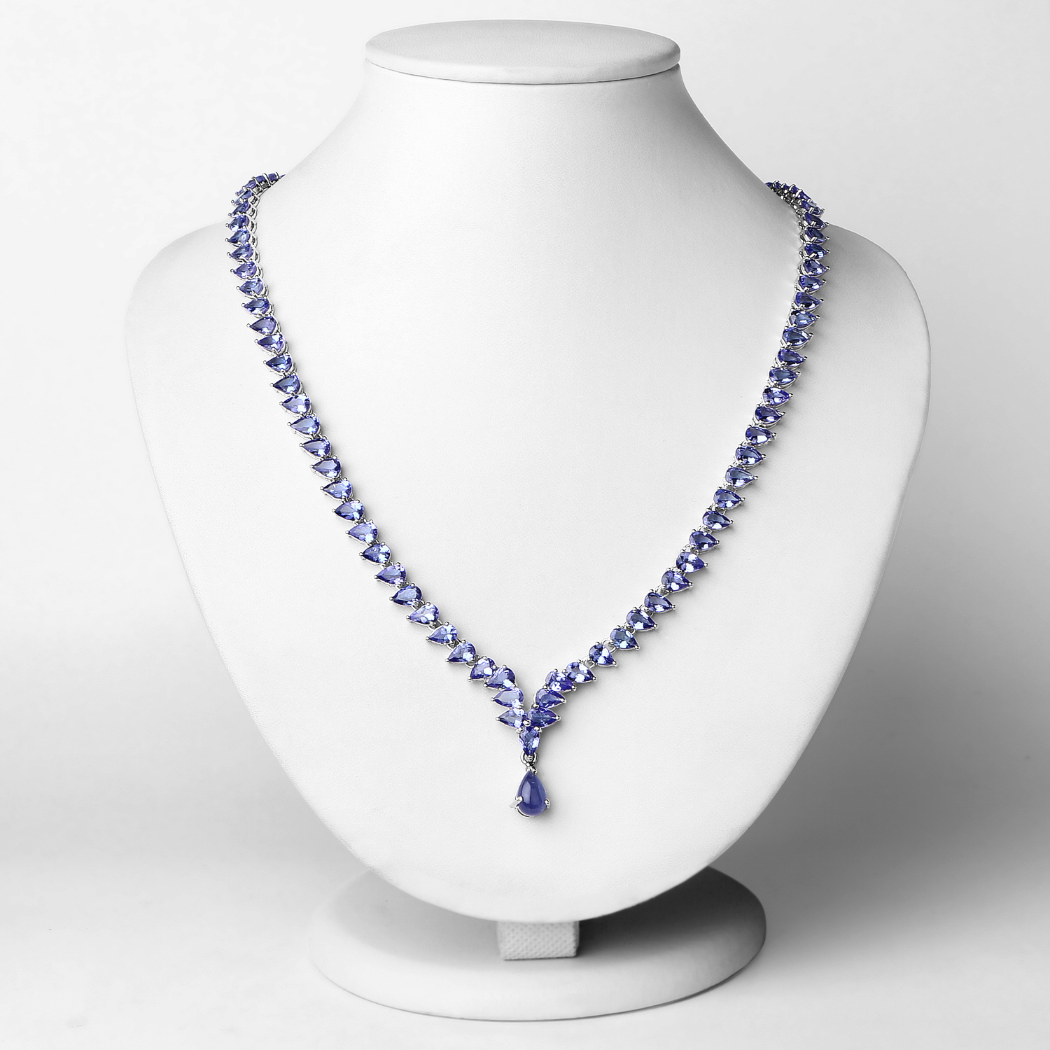 37.92 Carat Carat Genuine Tanzanite .925 Sterling Silver Necklace