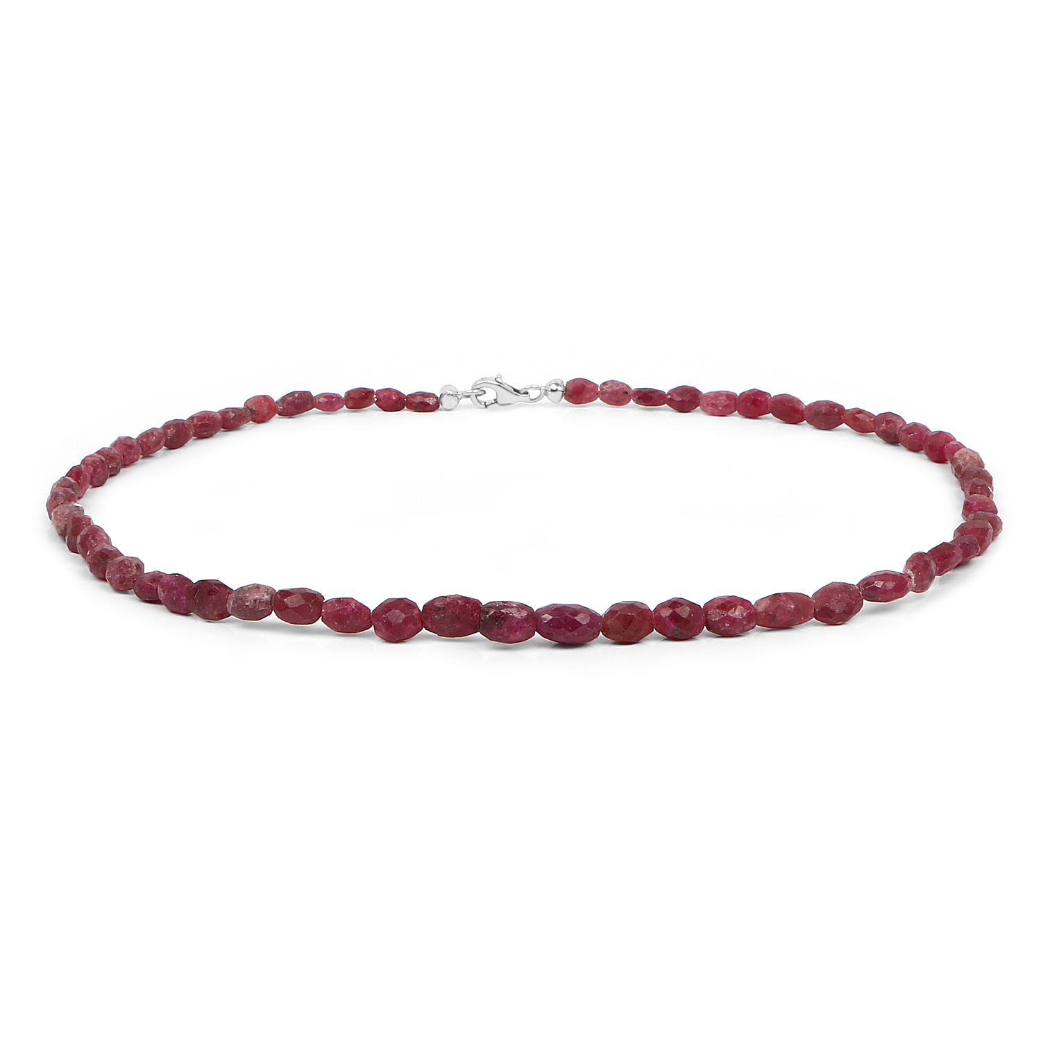 131.00 Carat Genuine Ruby .925 Sterling Silver Necklace