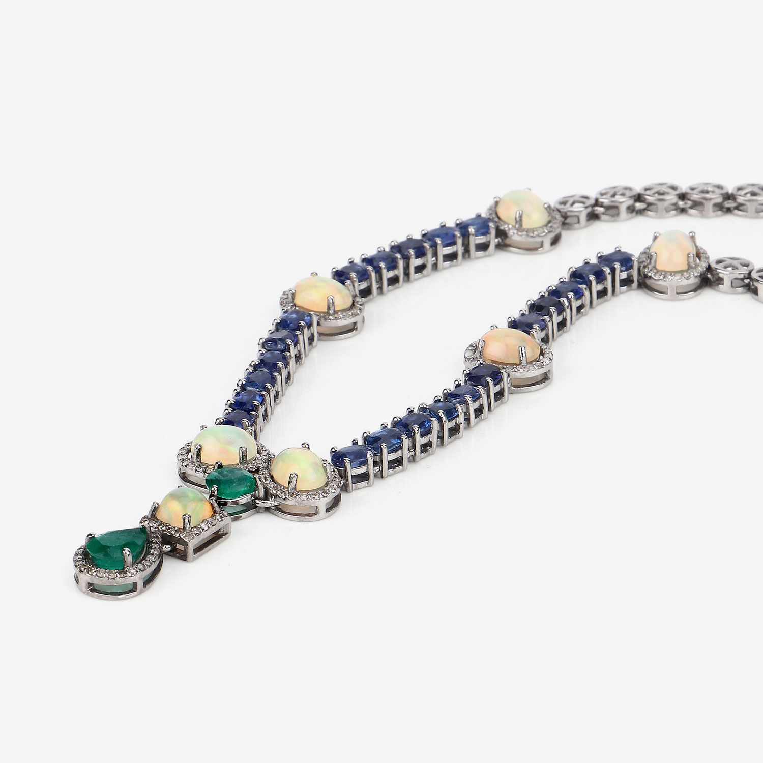 28.82 Carat Genuine Multi Gemstones .925 Sterling Silver 2 Piece Jewelry Set (Necklace and Earrings)