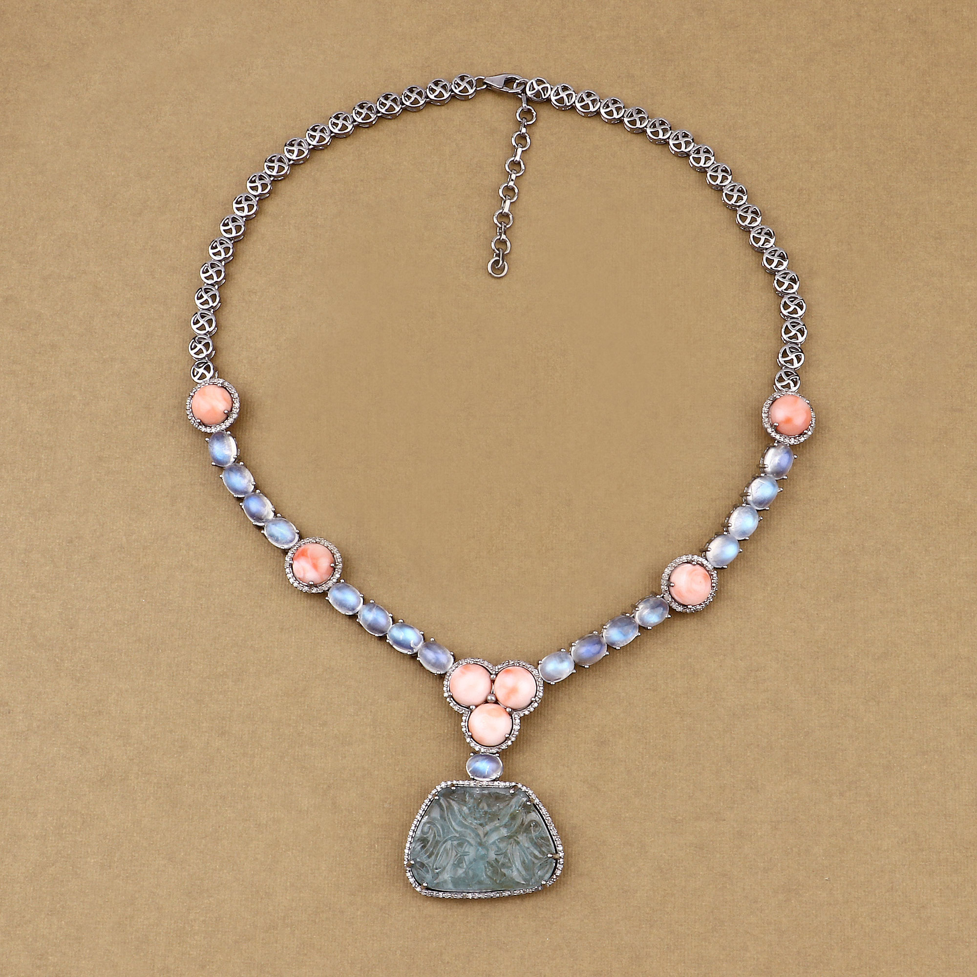 118.24 Carat Genuine Multi Gemstones .925 Sterling Silver 2 Piece Jewelry Set (Necklace and Earrings)