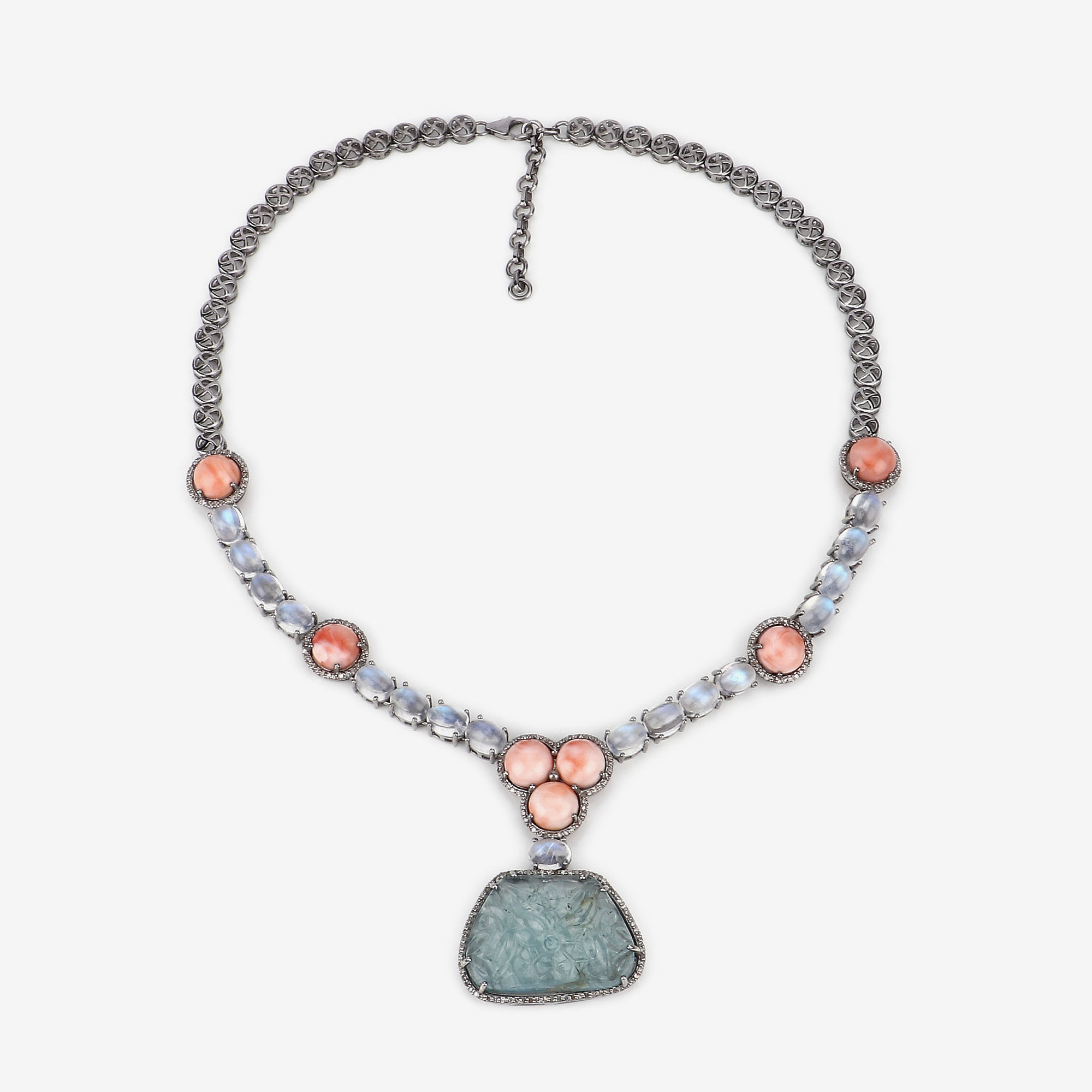 118.24 Carat Genuine Multi Gemstones .925 Sterling Silver 2 Piece Jewelry Set (Necklace and Earrings)