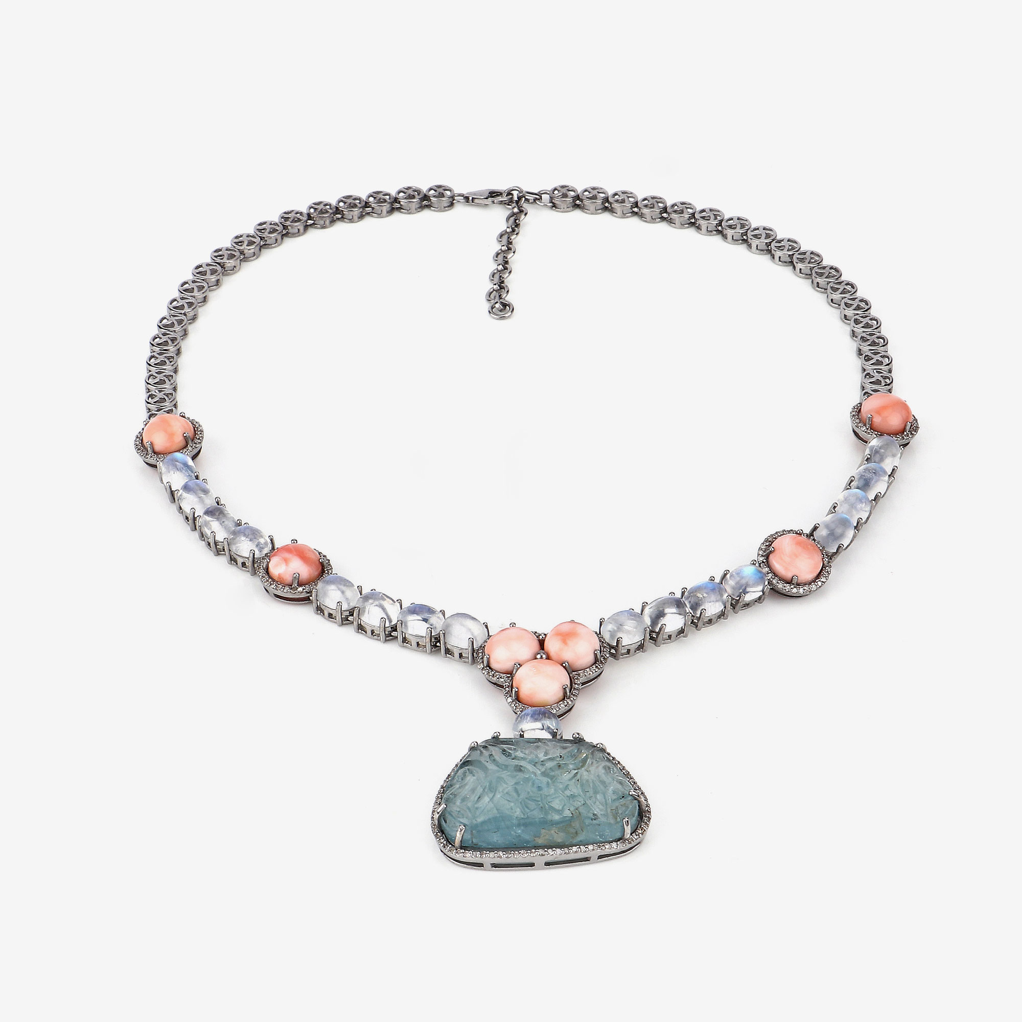 118.24 Carat Genuine Multi Gemstones .925 Sterling Silver 2 Piece Jewelry Set (Necklace and Earrings)