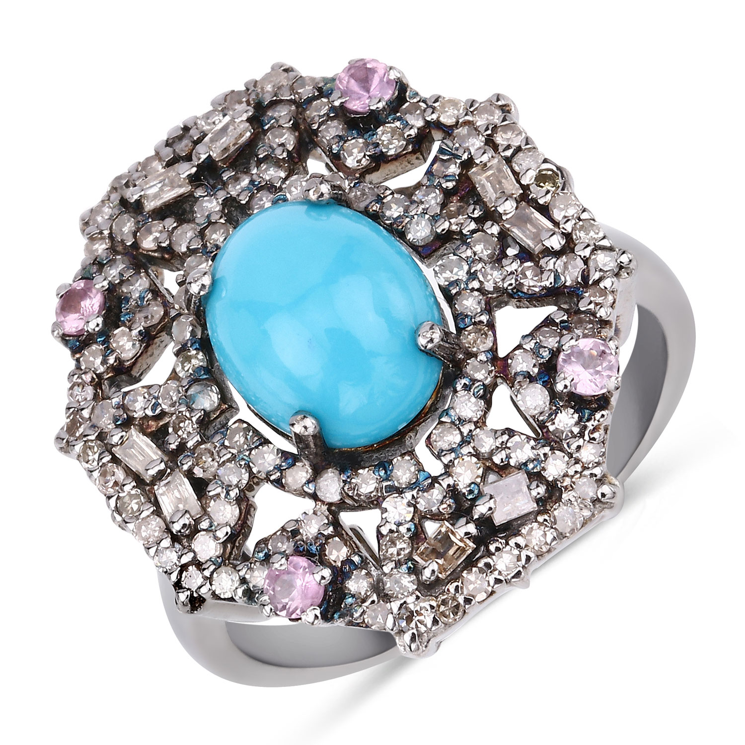 2.93 Carat Genuine Multi Gemstones .925 Sterling Silver Ring