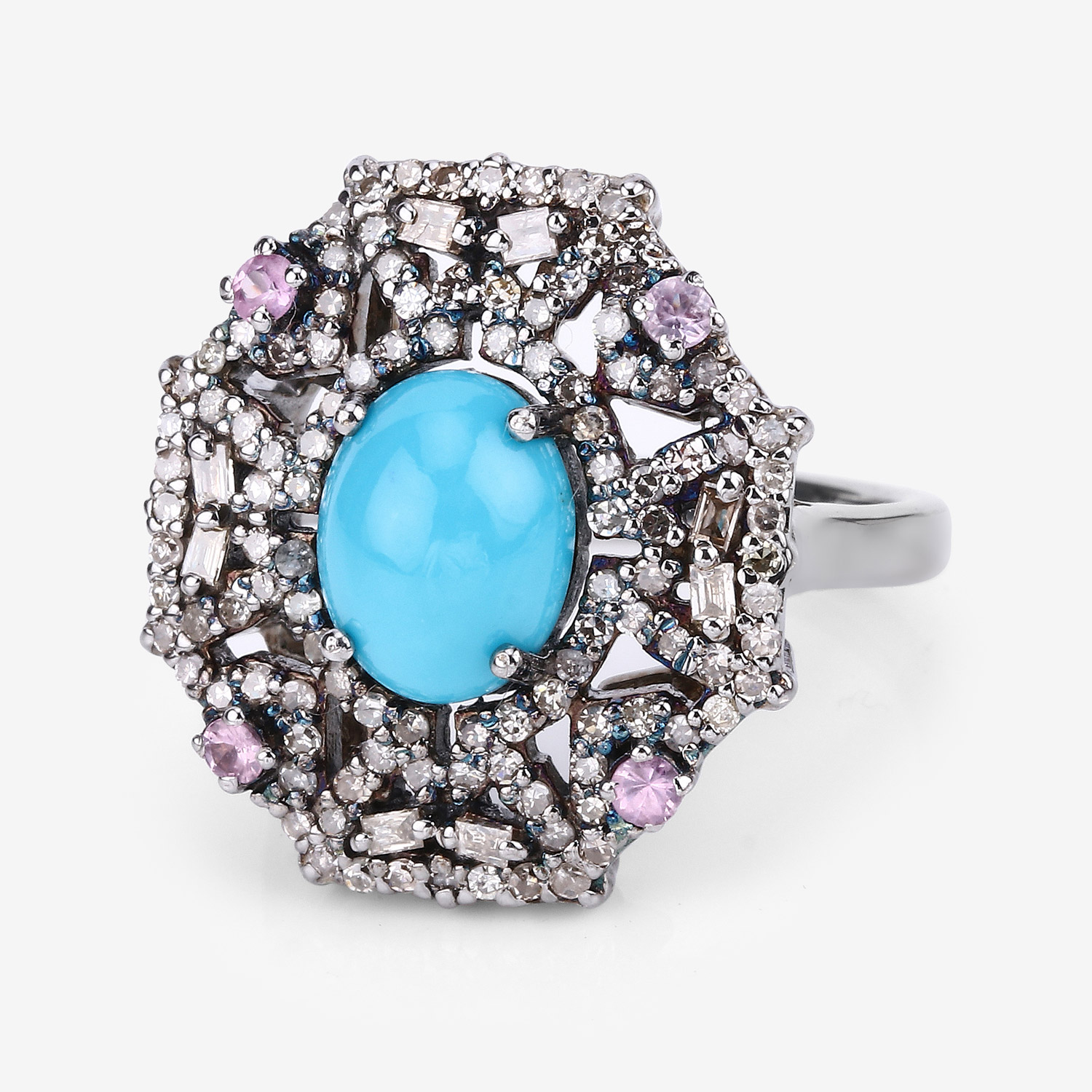 2.93 Carat Genuine Multi Gemstones .925 Sterling Silver Ring