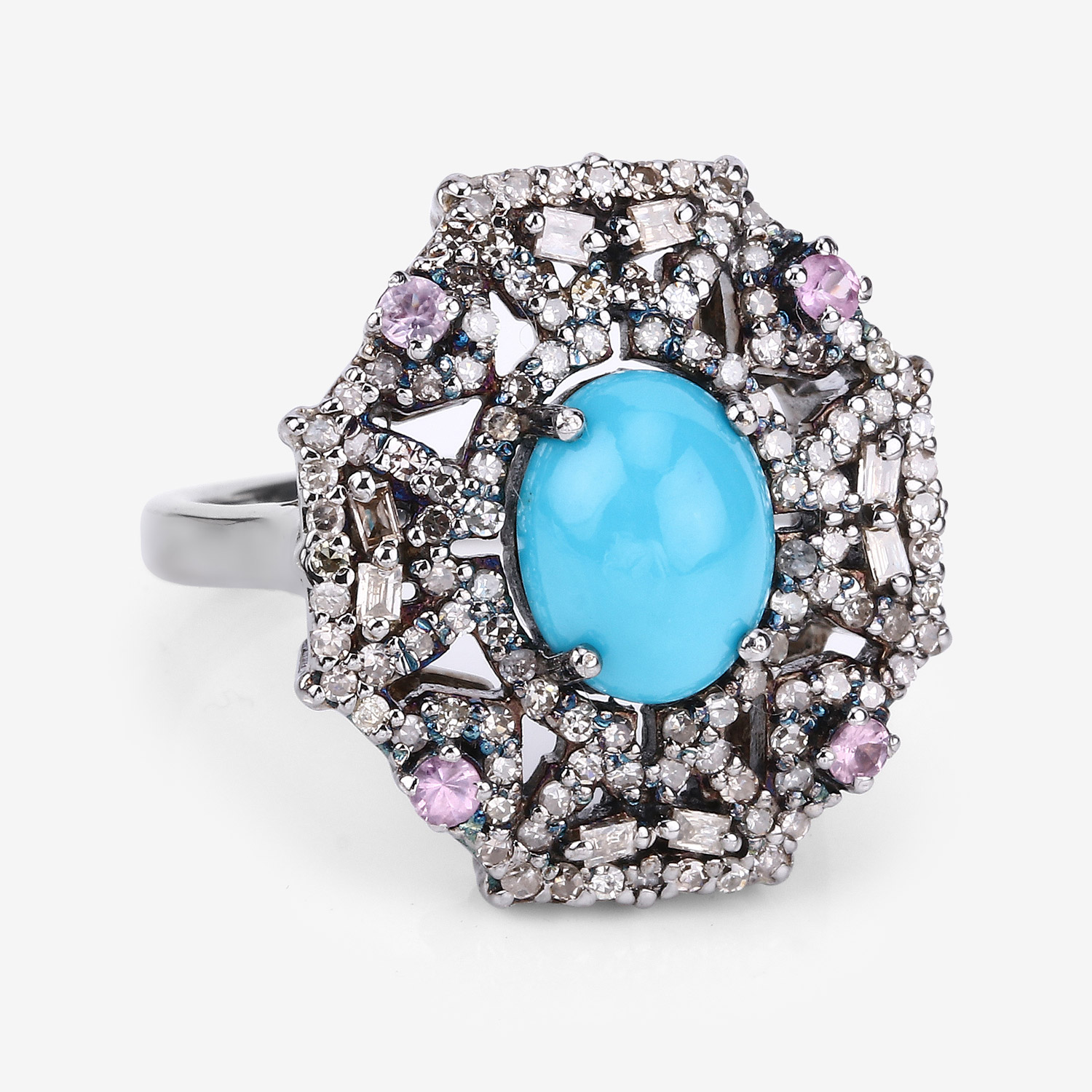 2.93 Carat Genuine Multi Gemstones .925 Sterling Silver Ring