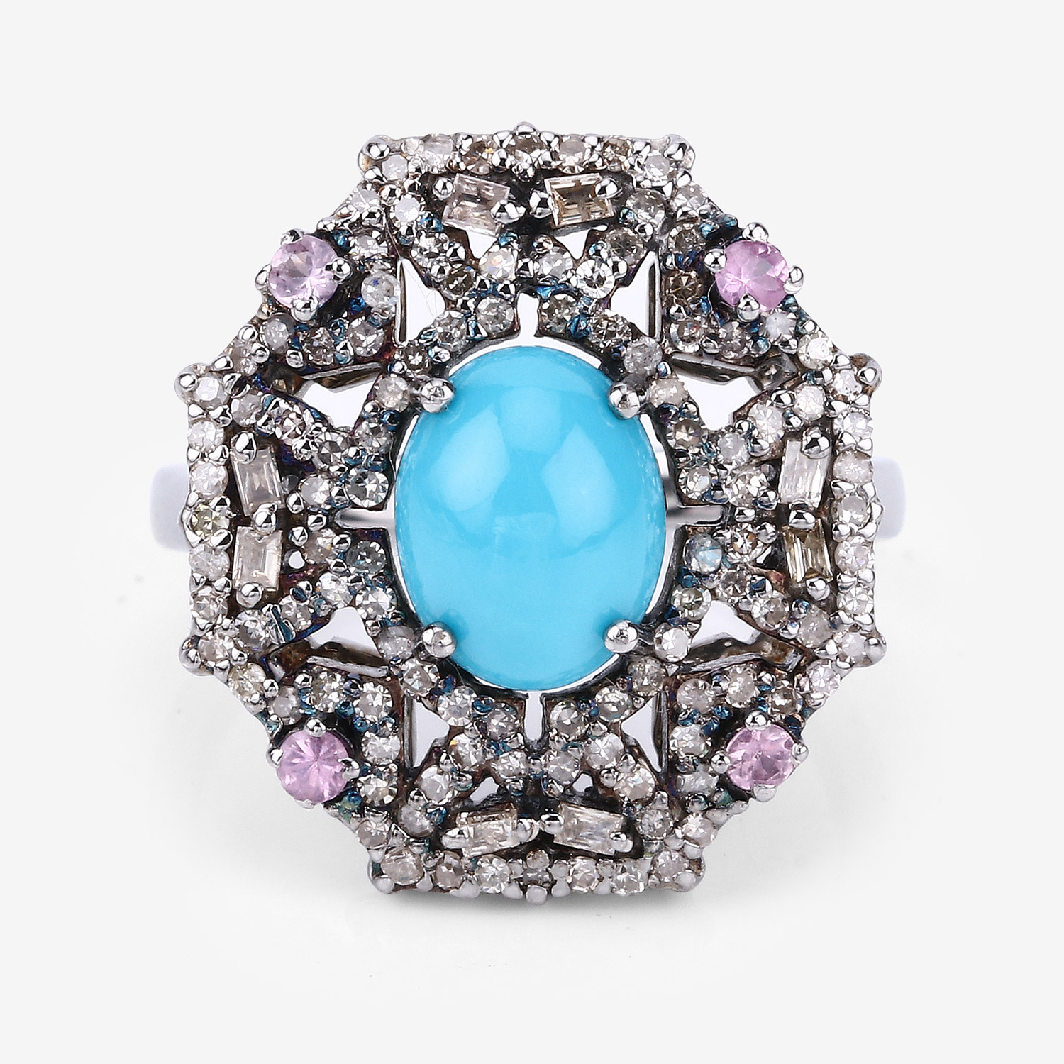 2.93 Carat Genuine Multi Gemstones .925 Sterling Silver Ring