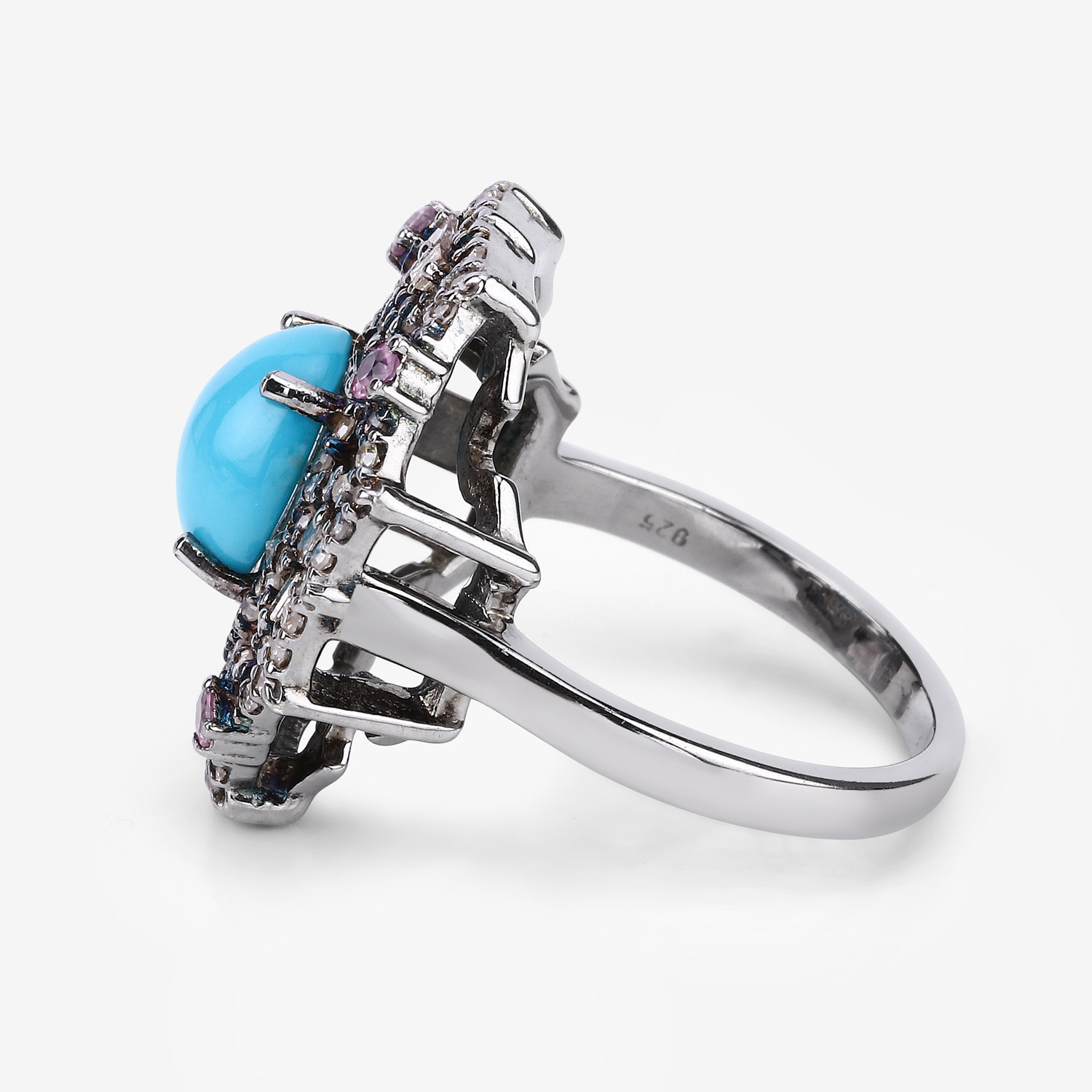 2.93 Carat Genuine Multi Gemstones .925 Sterling Silver Ring