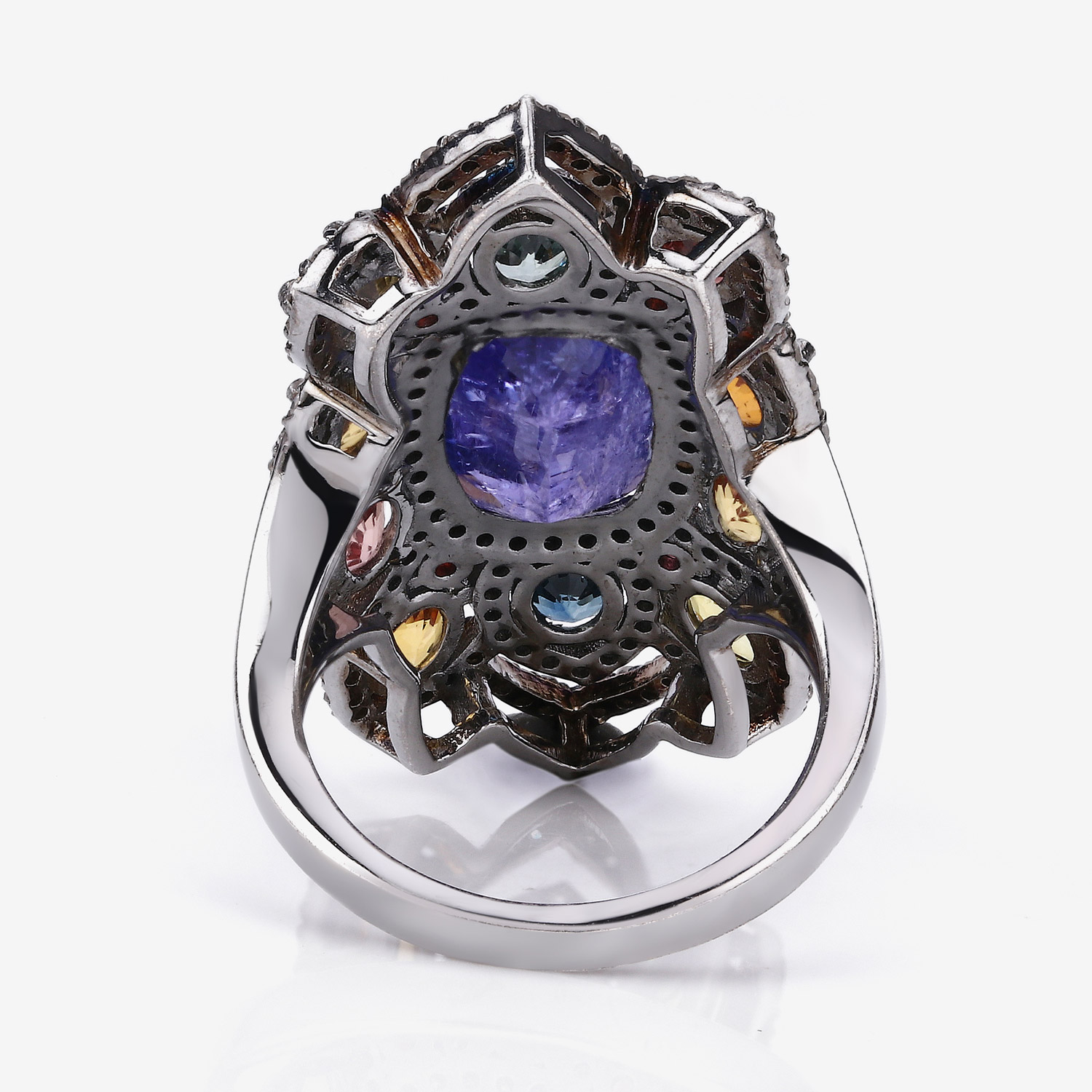 Multi-Color Gemstone Ring, Natural Tanzanite, Multi-Sapphire