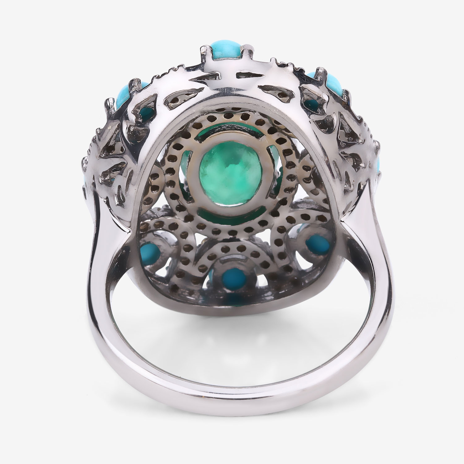 3.70 Carat Genuine Multi Gemstones .925 Sterling Silver Ring