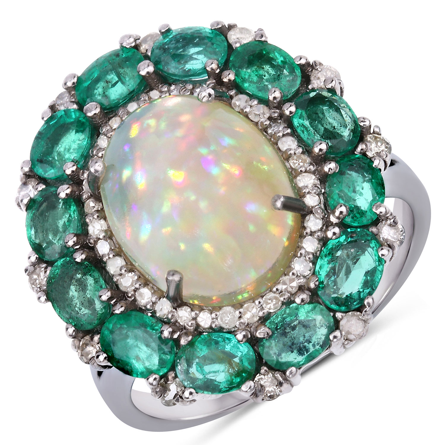 7.32 Carat Genuine Multi Gemstones .925 Sterling Silver Ring