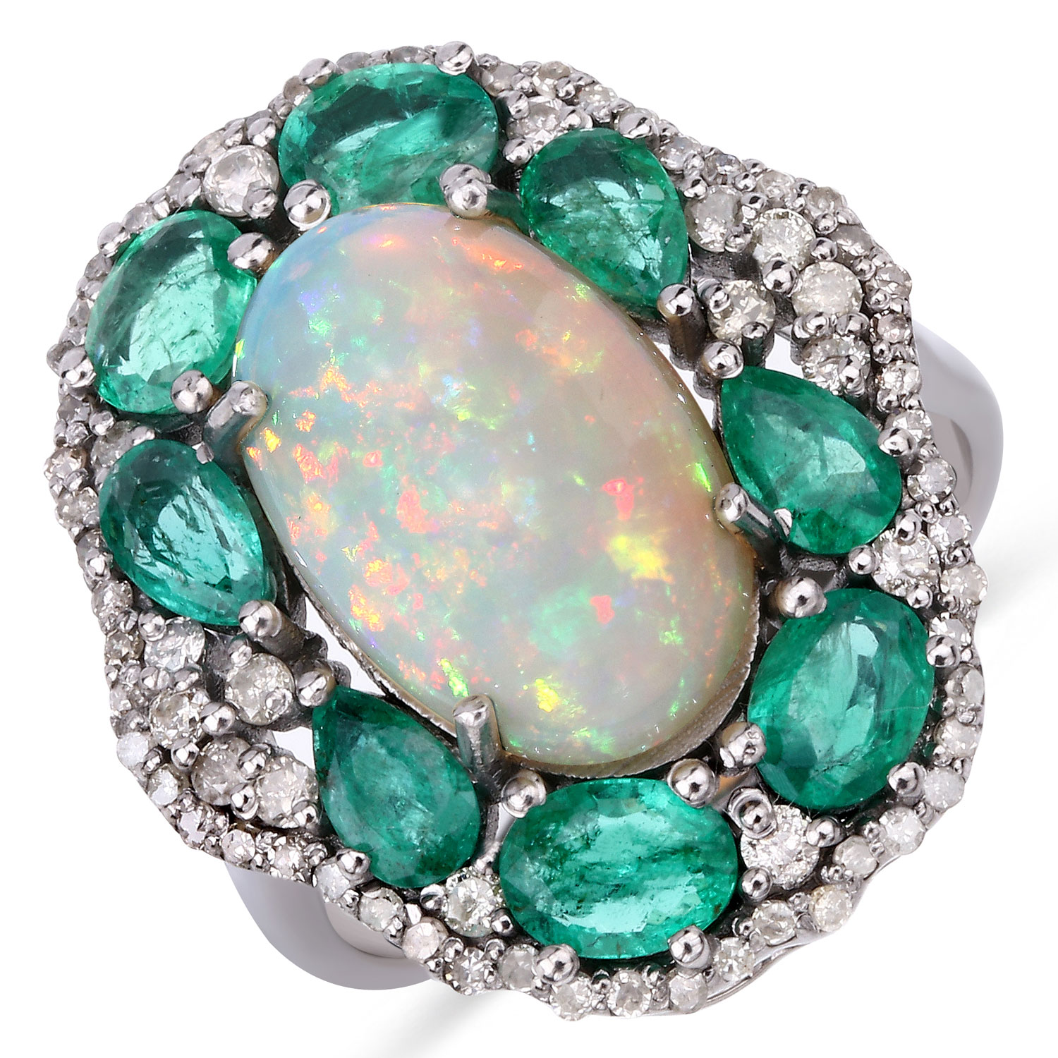 5.72 Carat Genuine Multi Gemstones .925 Sterling Silver Ring