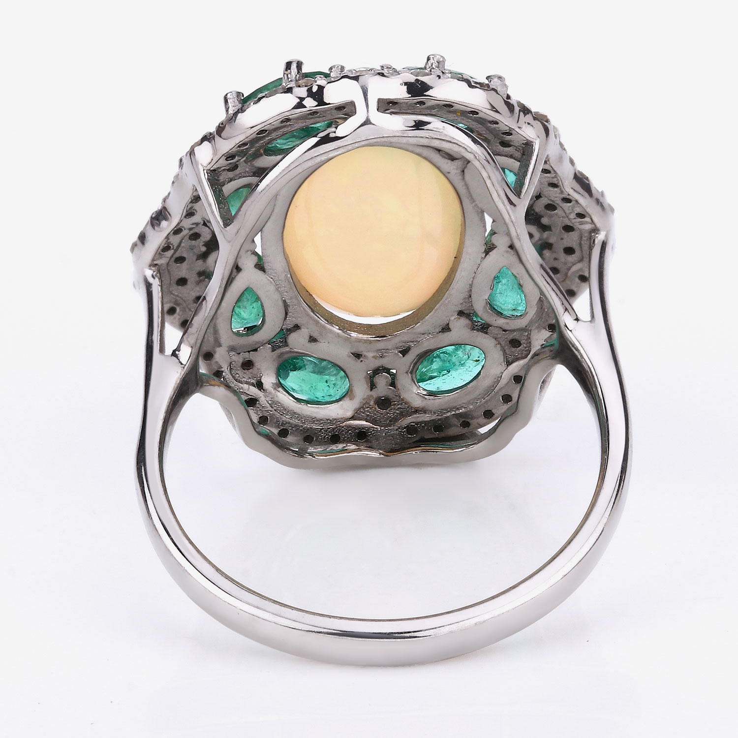 5.72 Carat Genuine Multi Gemstones .925 Sterling Silver Ring