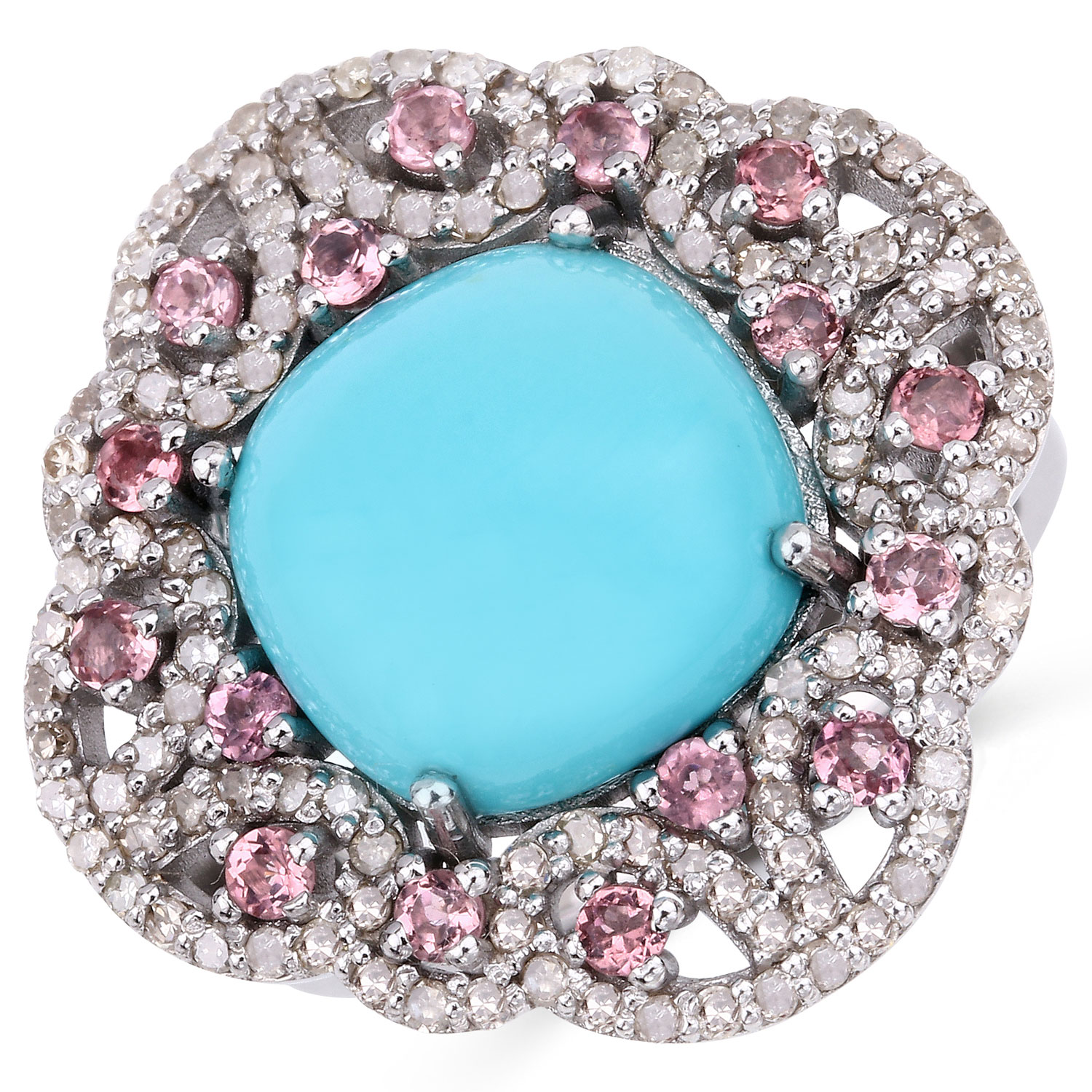 6.48 Carat Genuine Multi Gemstones .925 Sterling Silver Ring