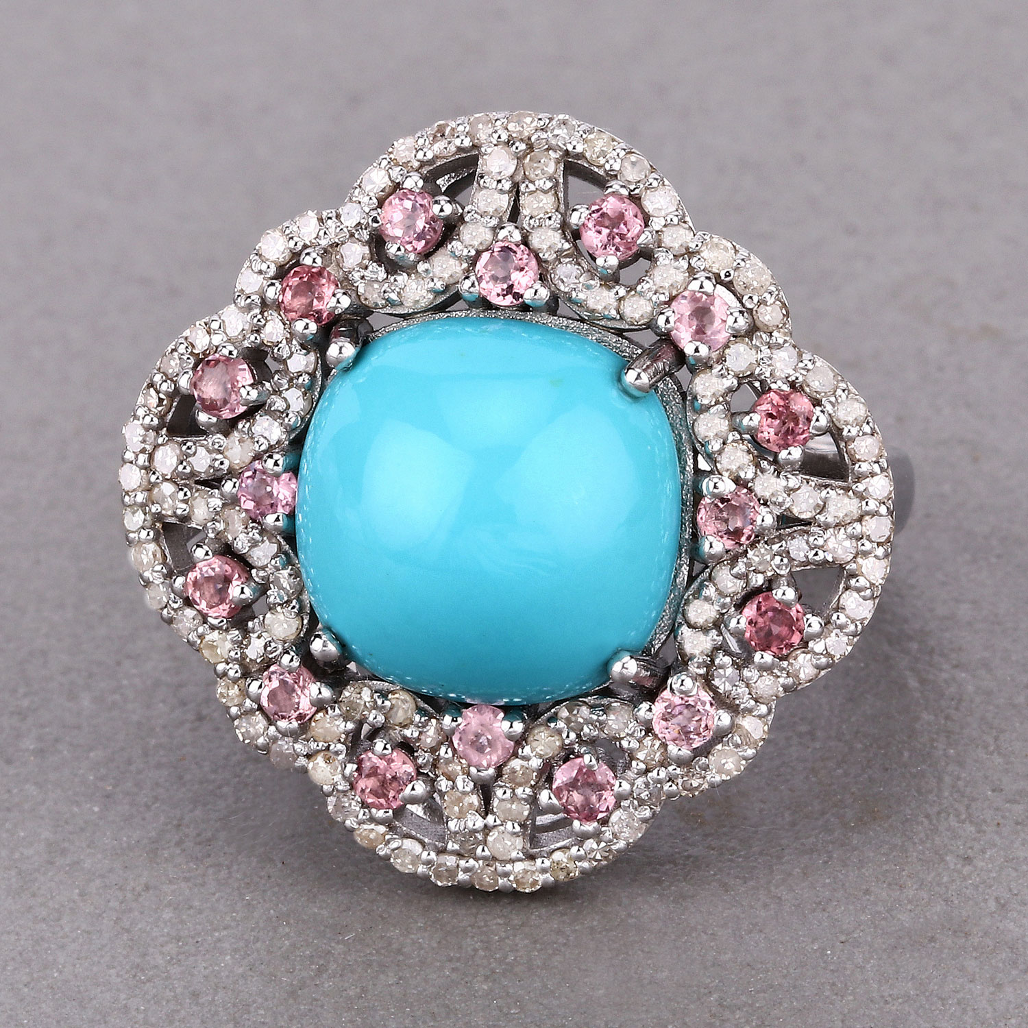 6.48 Carat Genuine Multi Gemstones .925 Sterling Silver Ring