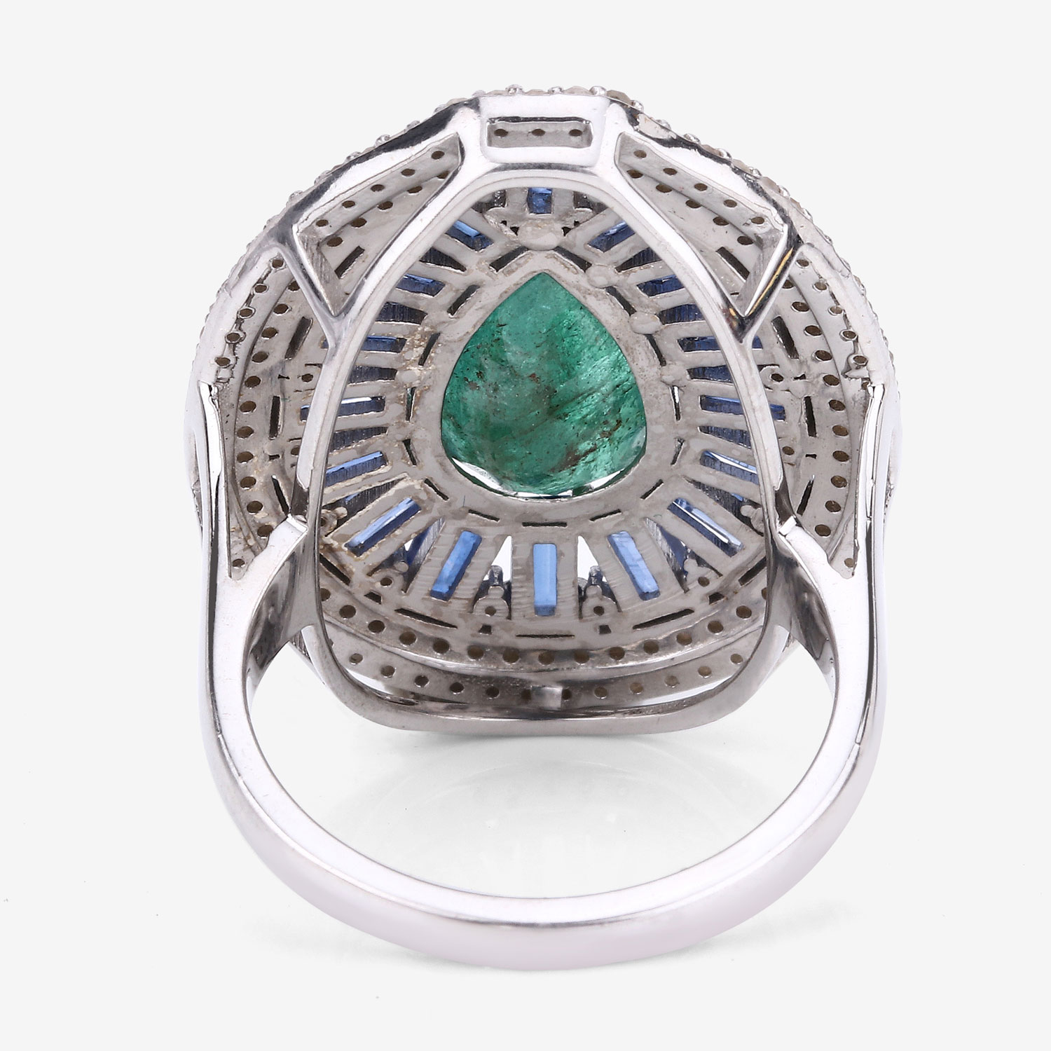 6.49 Carat Genuine Multi Gemstones .925 Sterling Silver Ring