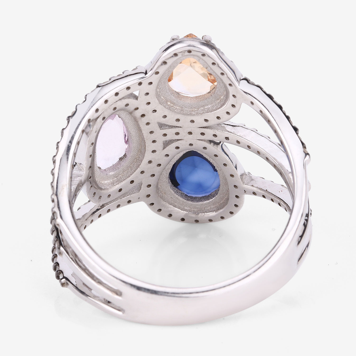 2.83 Carat Genuine Multi Gemstones .925 Sterling Silver Ring