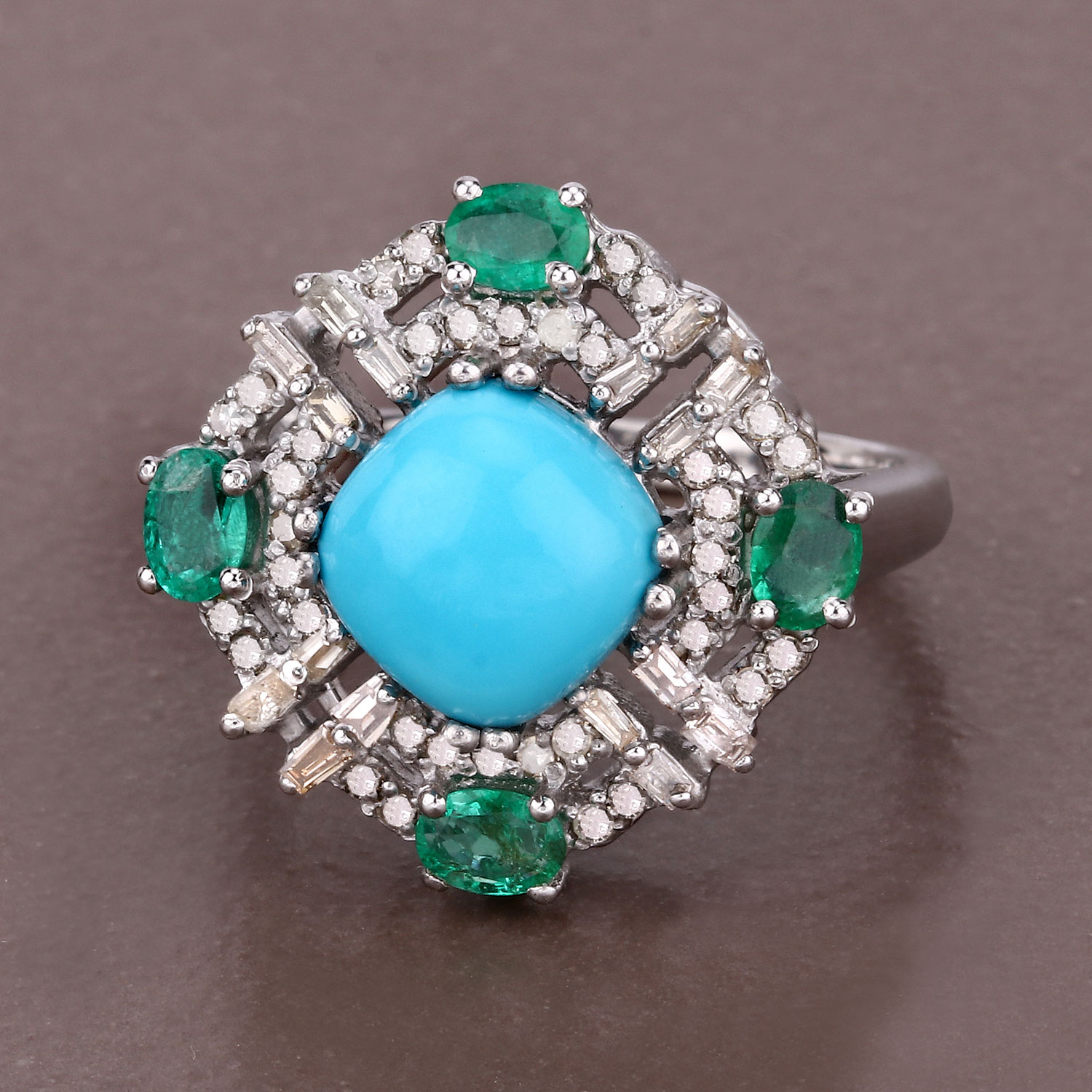 3.51 Carat Genuine Multi Gemstones .925 Sterling Silver Ring