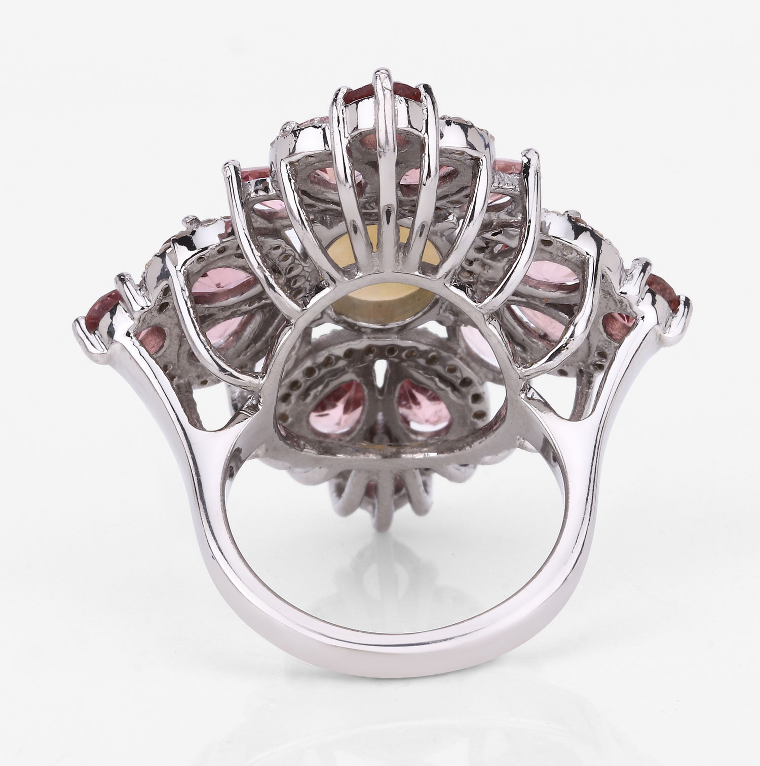 6.98 Carat Genuine Multi Gemstones .925 Sterling Silver Ring