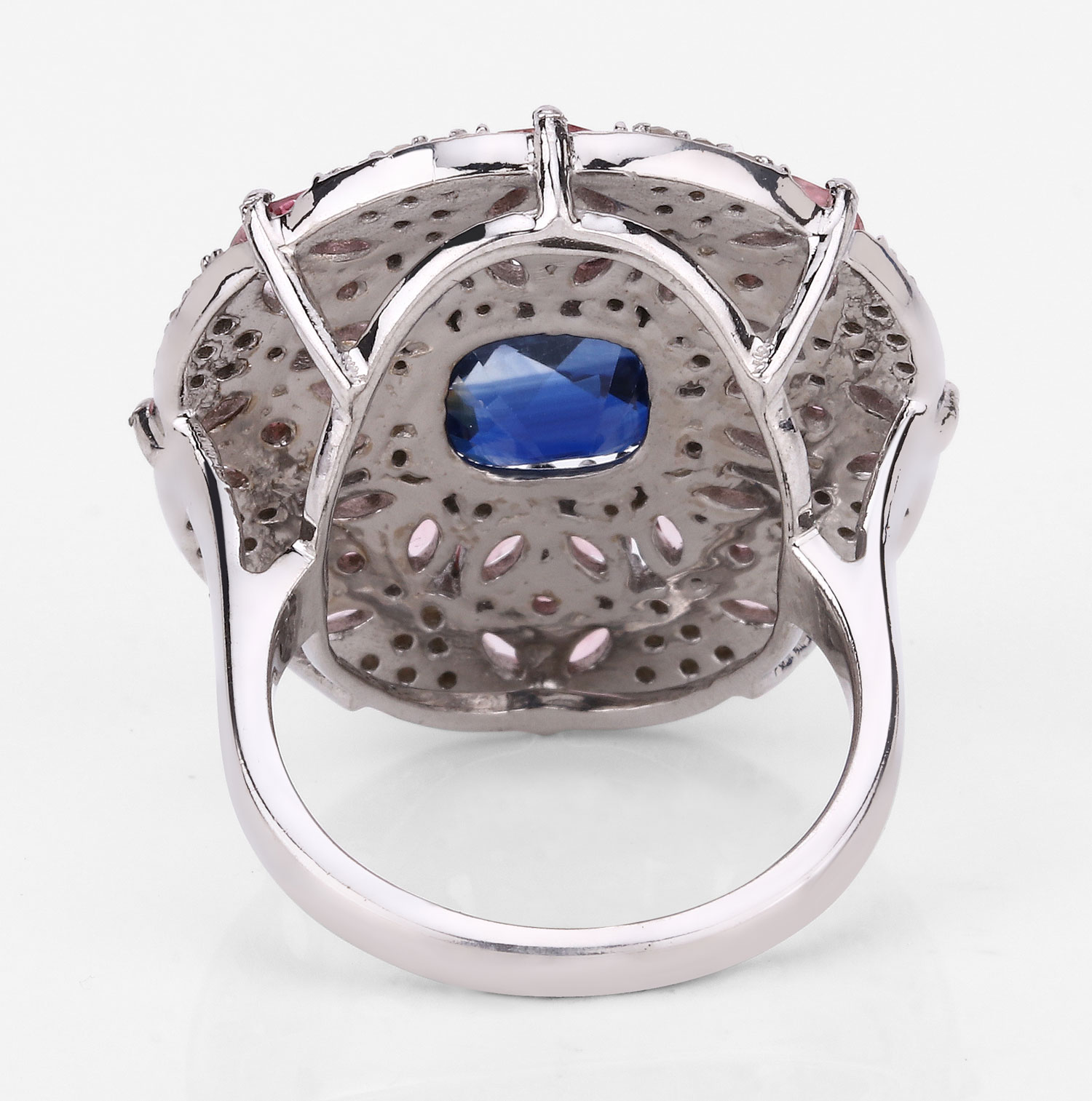 5.35 Carat Genuine Multi Gemstones .925 Sterling Silver Ring