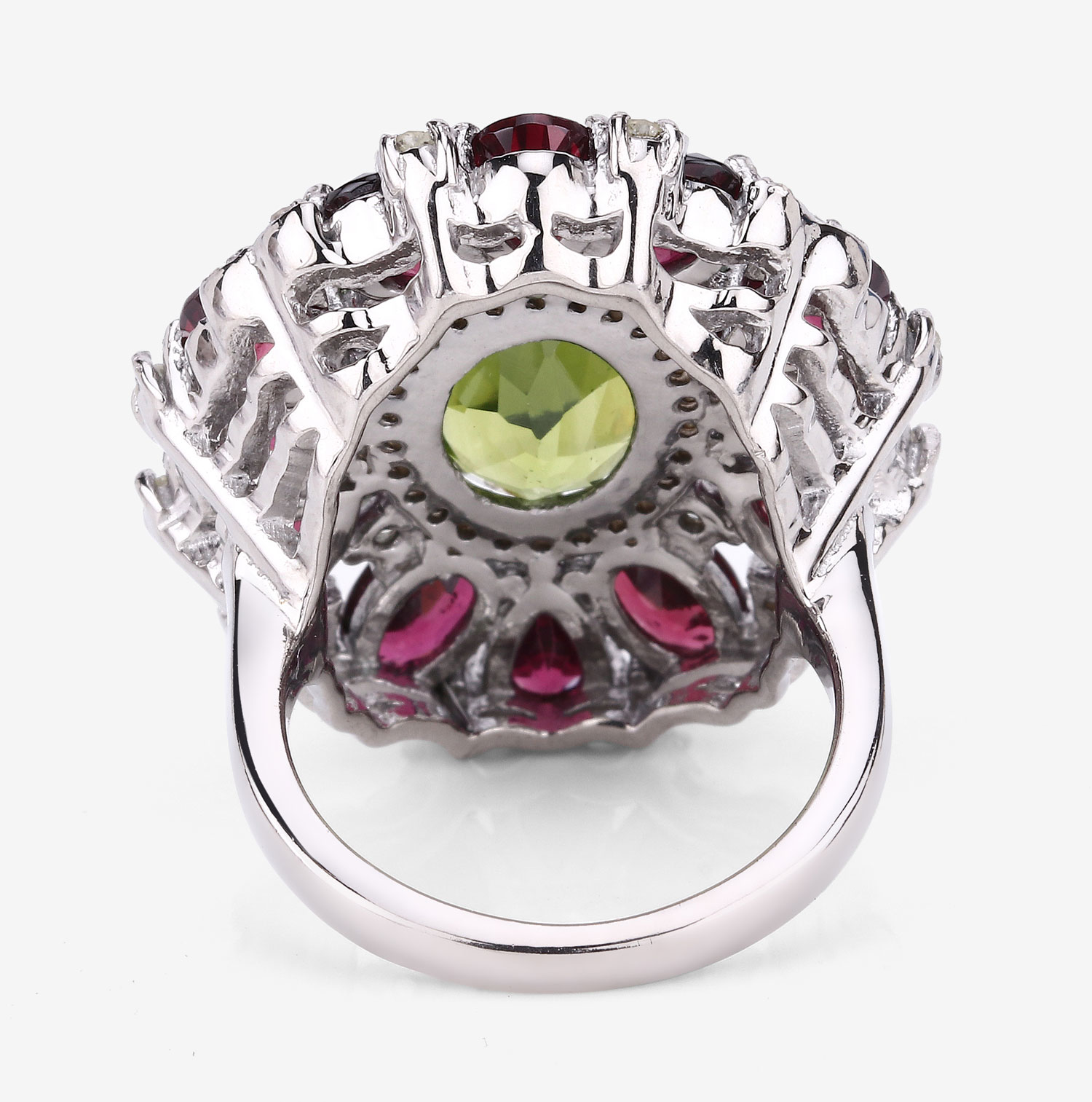 10.18 Carat Genuine Multi Gemstones .925 Sterling Silver Ring