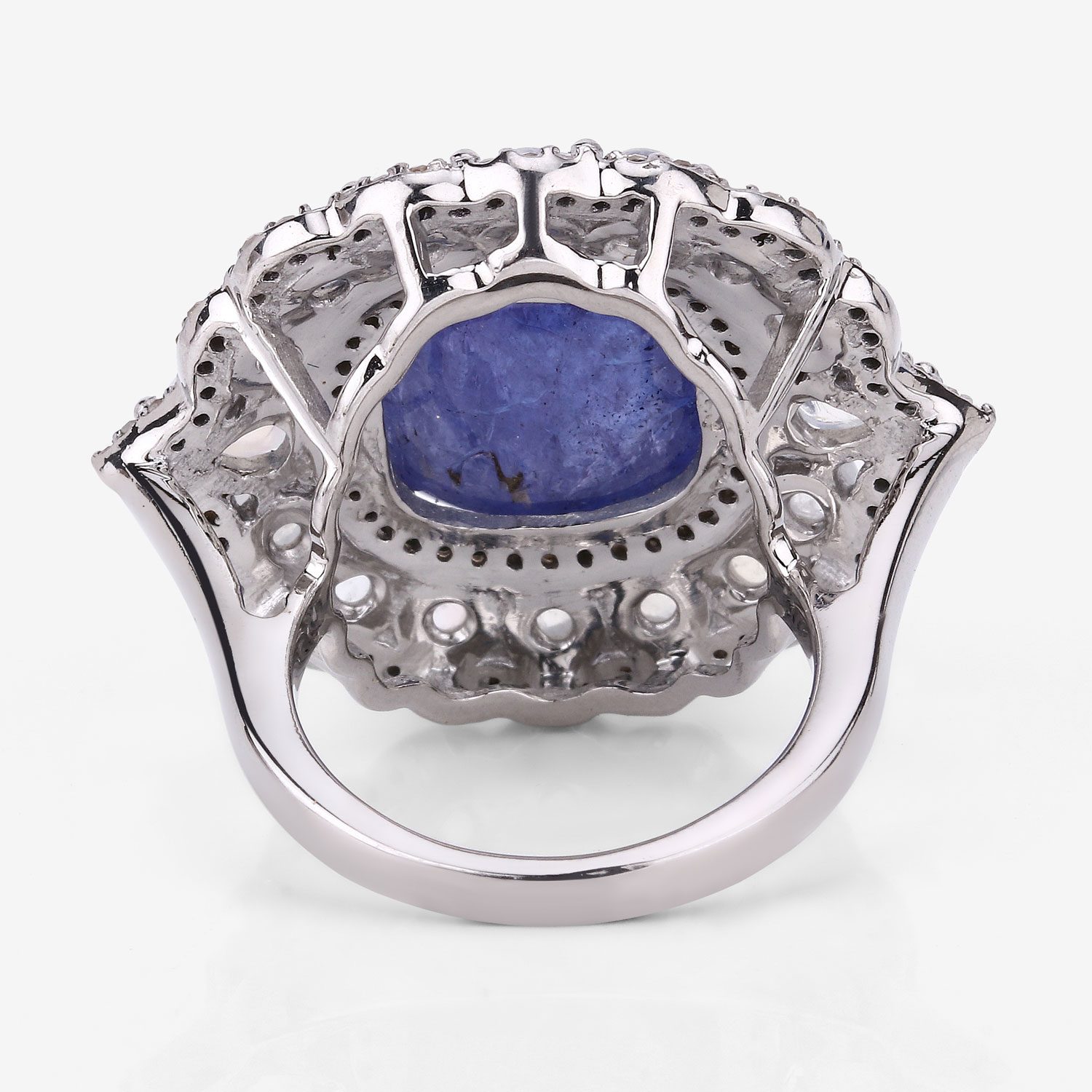 18.32 Carat Genuine Multi Gemstones .925 Sterling Silver Ring