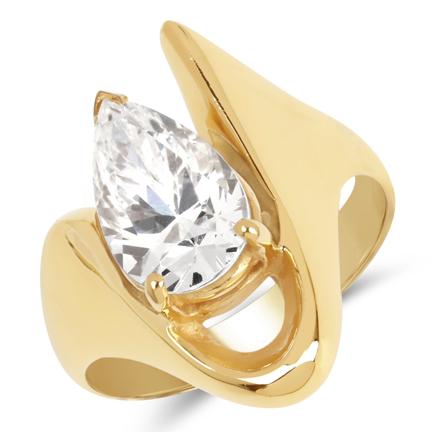 4.50 Carat Genuine White Cubic Zirconia Brass Ring