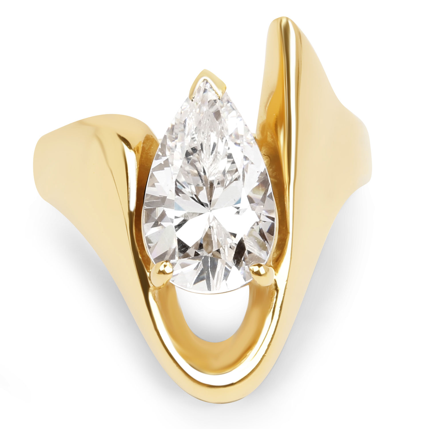 4.50 Carat Genuine White Cubic Zirconia Brass Ring