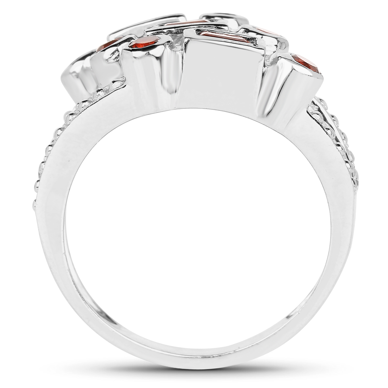 1.22 Carat Genuine Garnet and White Topaz .925 Sterling Silver Ring