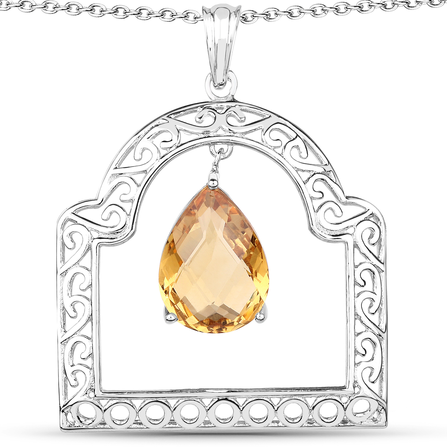 11.87 Carat Genuine Citrine .925 Sterling Silver Pendant