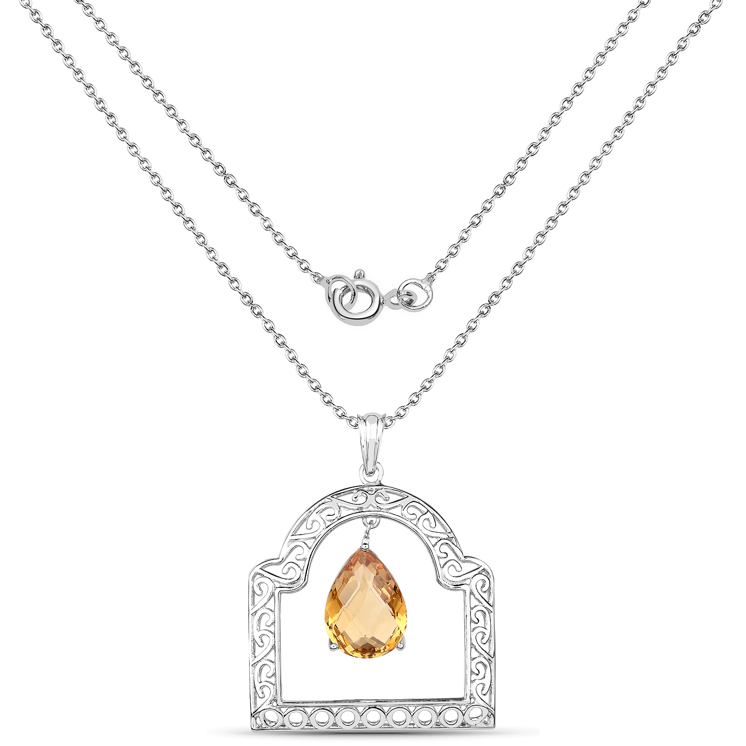 11.87 Carat Genuine Citrine .925 Sterling Silver Pendant
