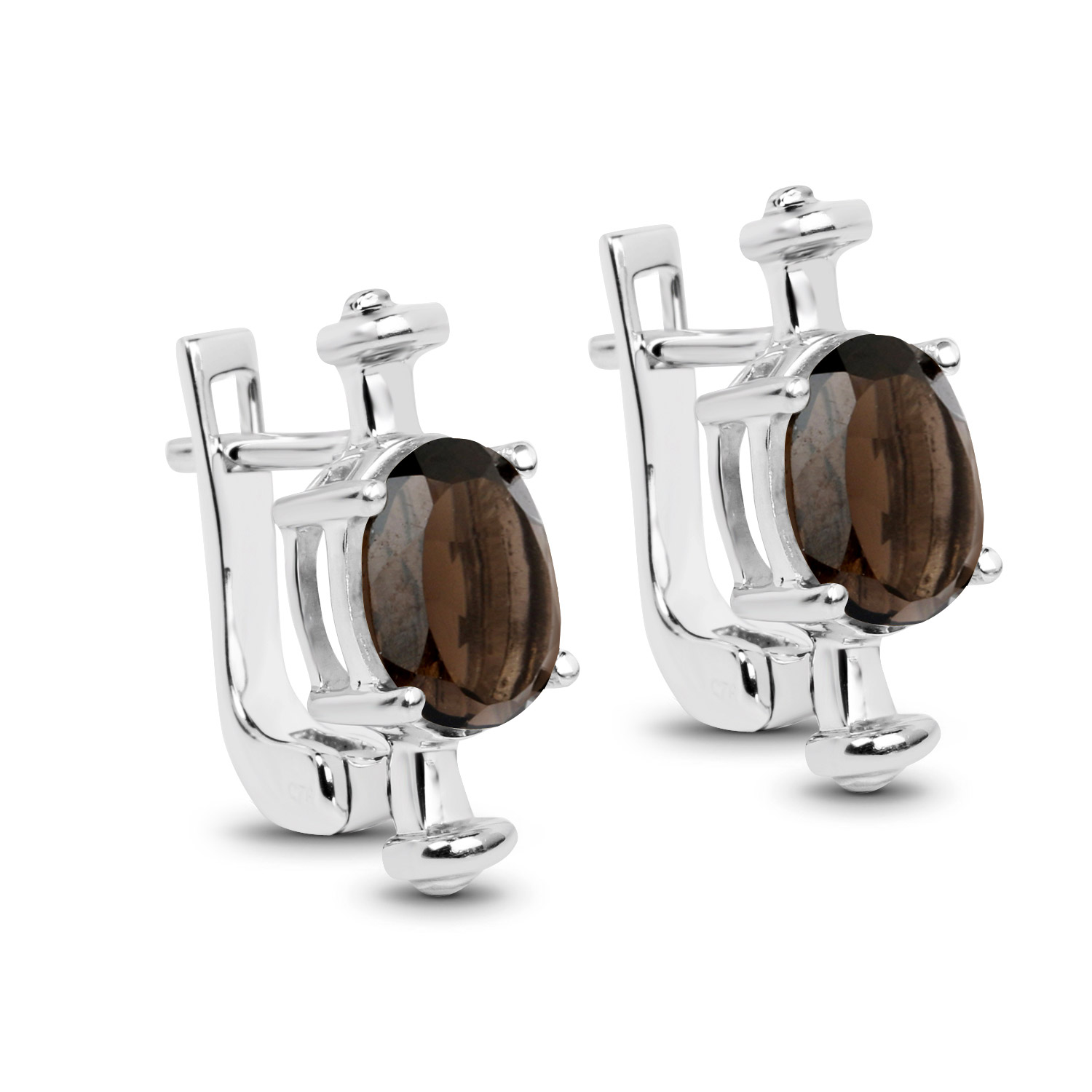 6.20 Carat Genuine Smoky Quartz .925 Sterling Silver Earrings