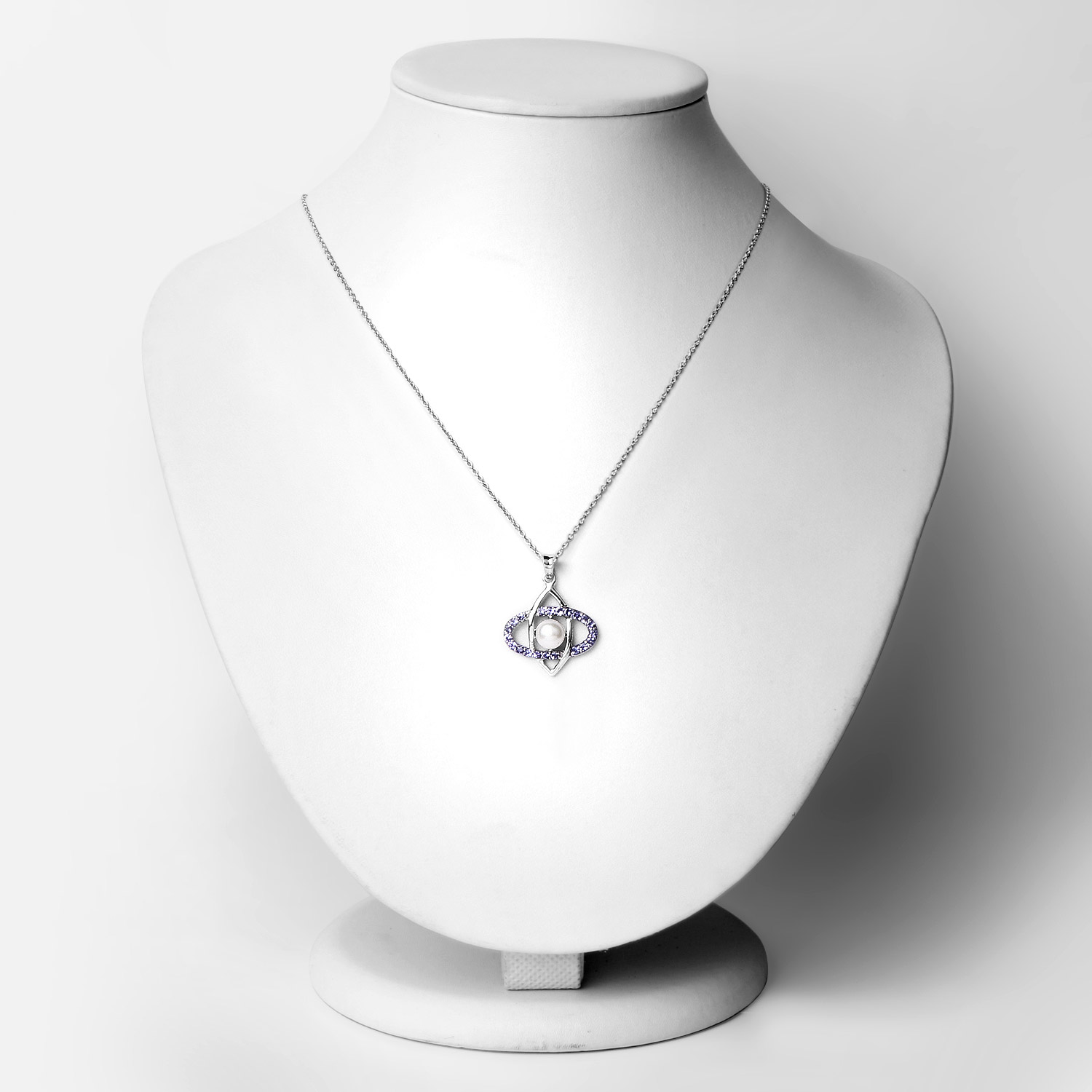 2.69 Carat Genuine Tanzanite and Pearl .925 Sterling Silver Pendant