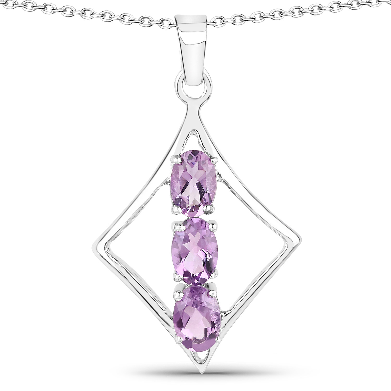 1.26 Carat Genuine Amethyst .925 Sterling Silver Pendant