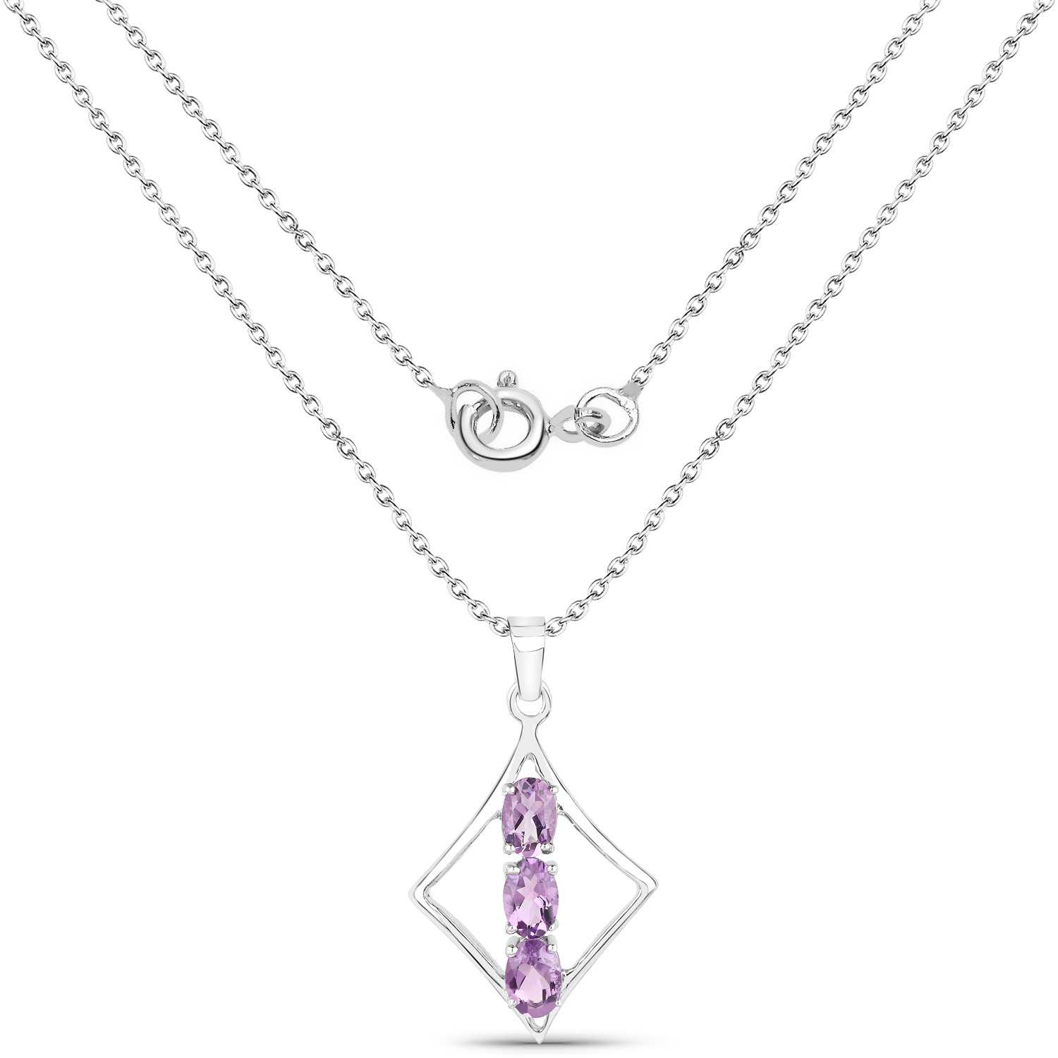 1.26 Carat Genuine Amethyst .925 Sterling Silver Pendant