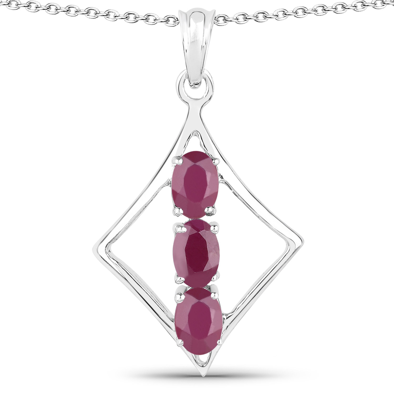 1.56 Carat Genuine Ruby .925 Sterling Silver Pendant