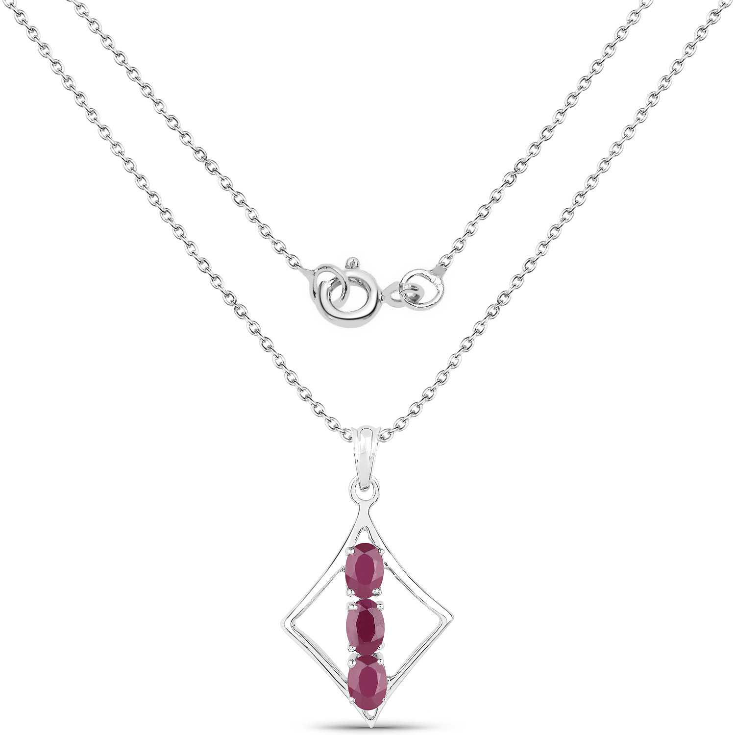 1.56 Carat Genuine Ruby .925 Sterling Silver Pendant