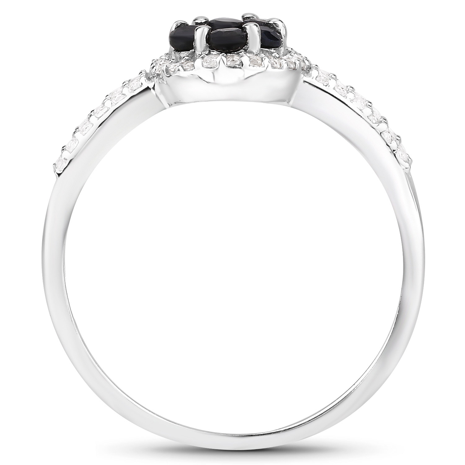 0.53 Carat Genuine Blue Sapphire and White Topaz .925 Sterling Silver Ring